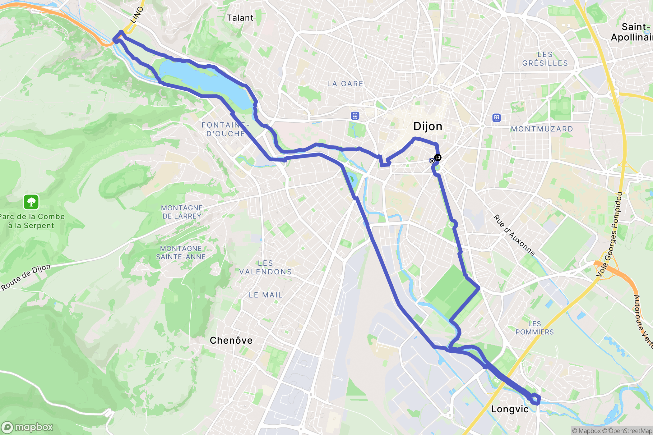Dijon : carte du parcours de randonnée - France