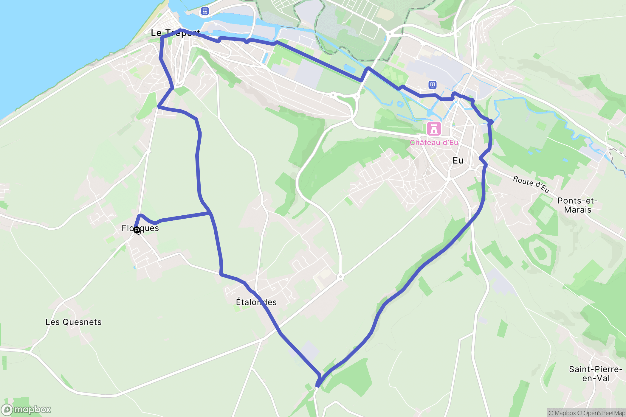 Flocques : carte du parcours de randonnée - France
