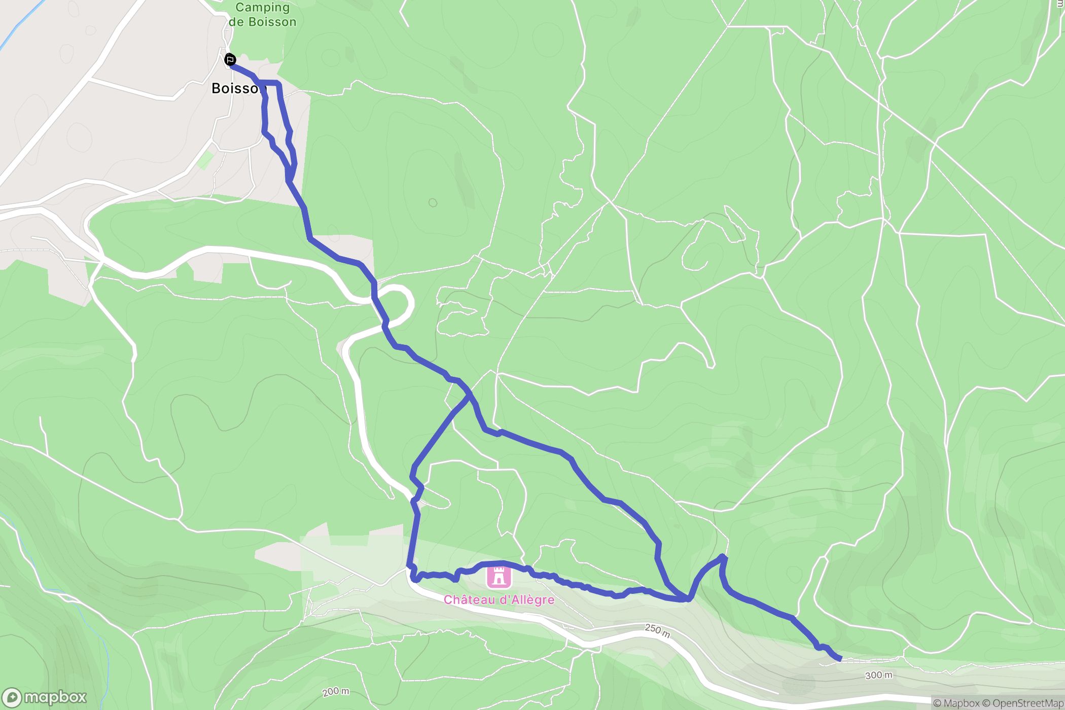 Boisson : carte du parcours de randonnée - France