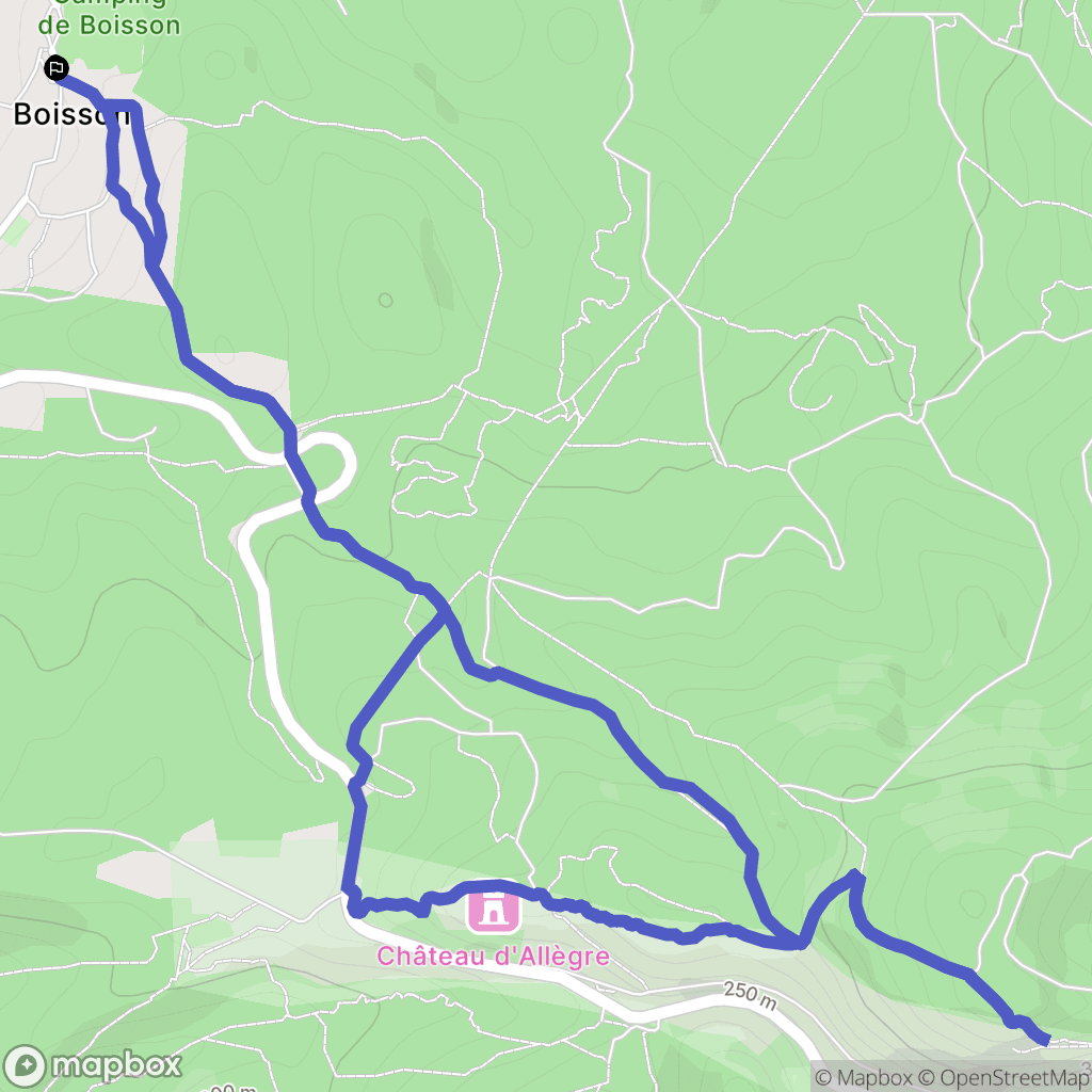Boisson : carte du parcours de randonnée - France