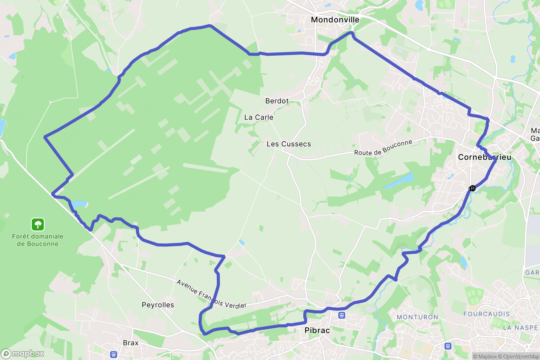 Cornebarrieu : carte du parcours de randonnée - France