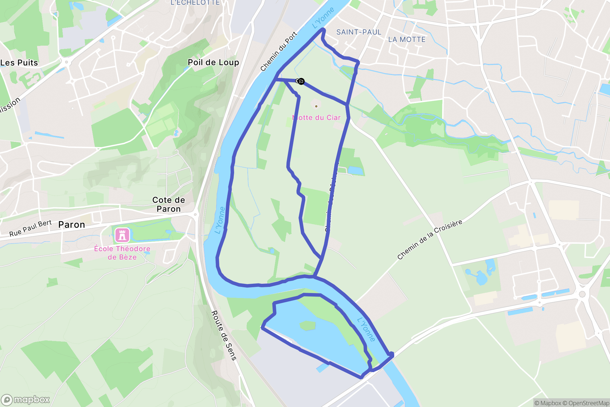 Sens : carte du parcours de randonnée - France