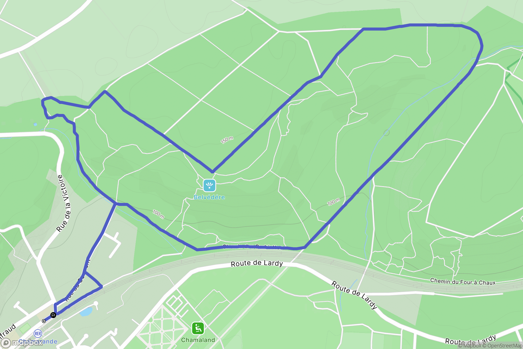 Chamarande : carte du parcours de randonnée - France