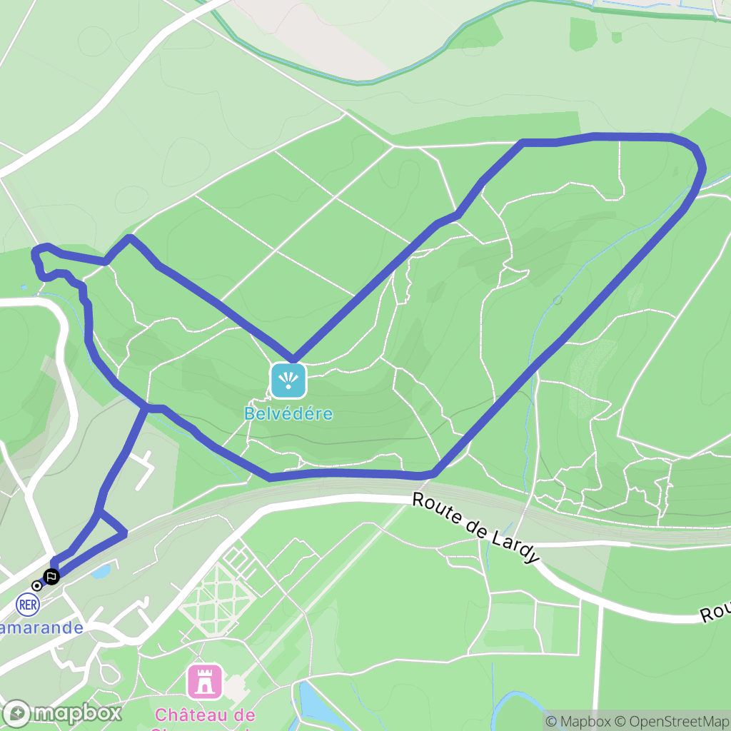 Chamarande : carte du parcours de randonnée - France