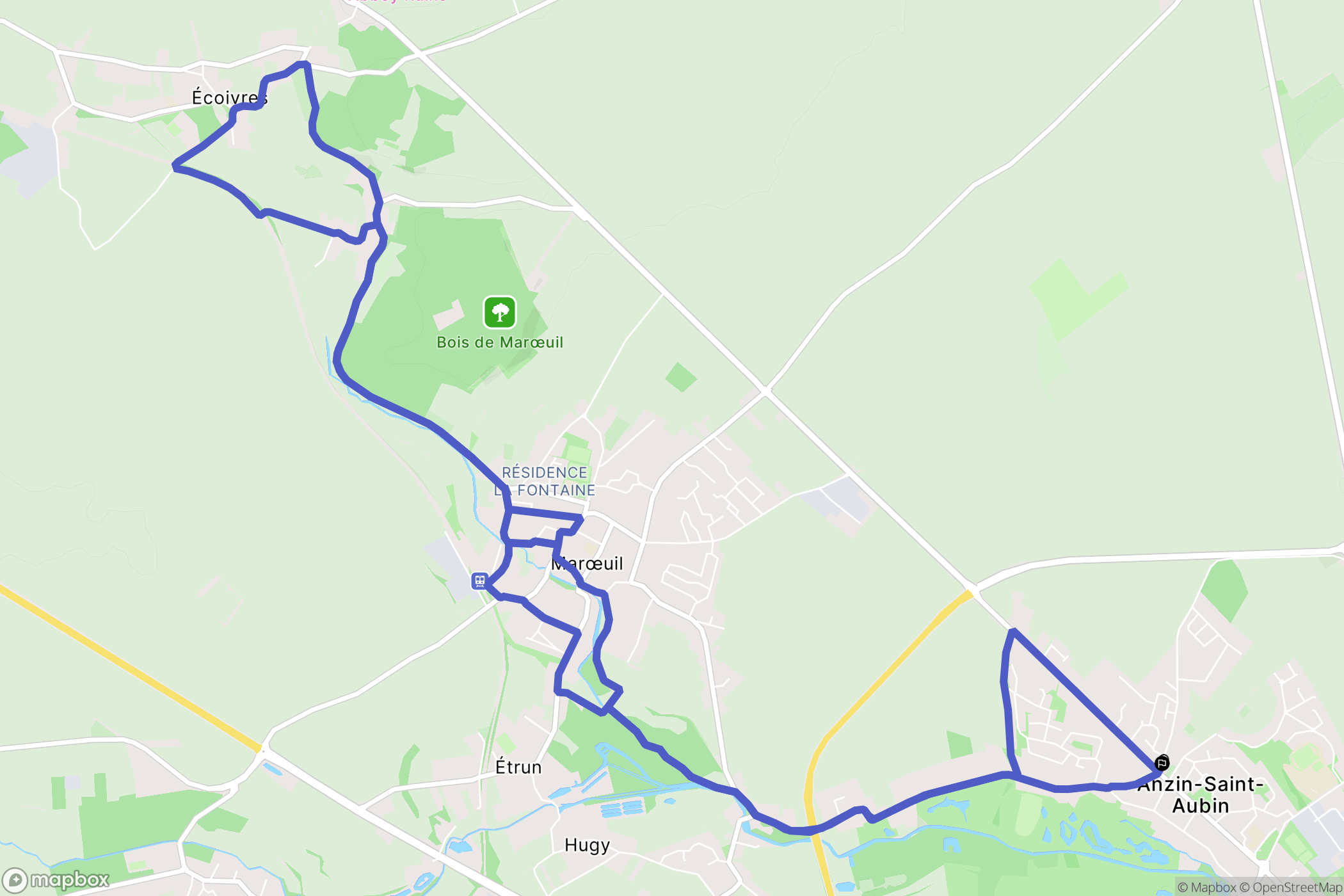 Anzin-Saint-Aubin : carte du parcours de randonnée - France