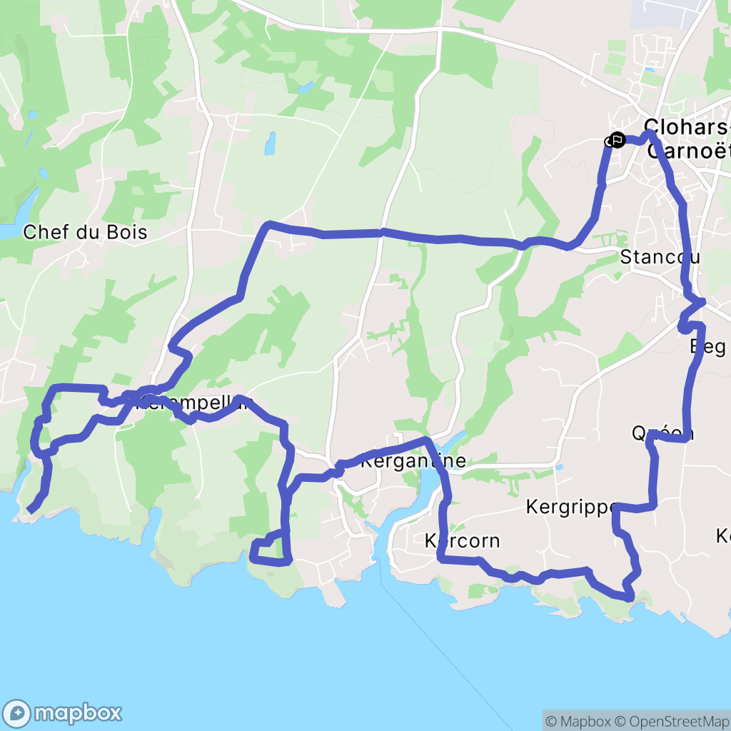 Clohars-Carnoët : carte du parcours de randonnée - France