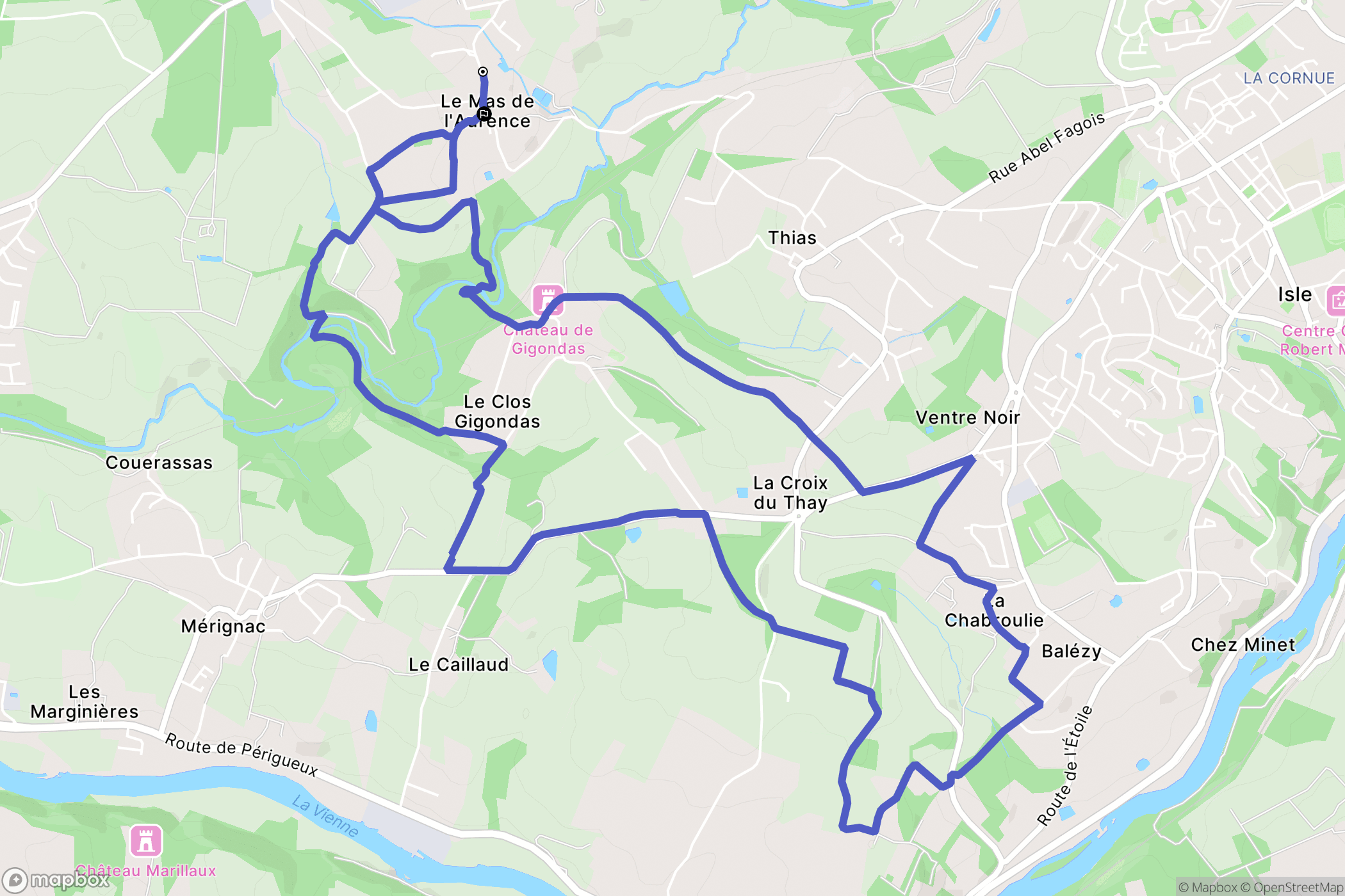 Isle : carte du parcours de randonnée - France