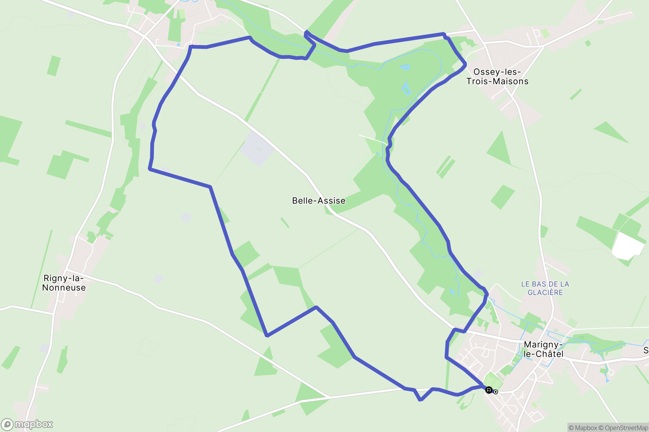 Marigny-le-Châtel : carte du parcours de randonnée - France