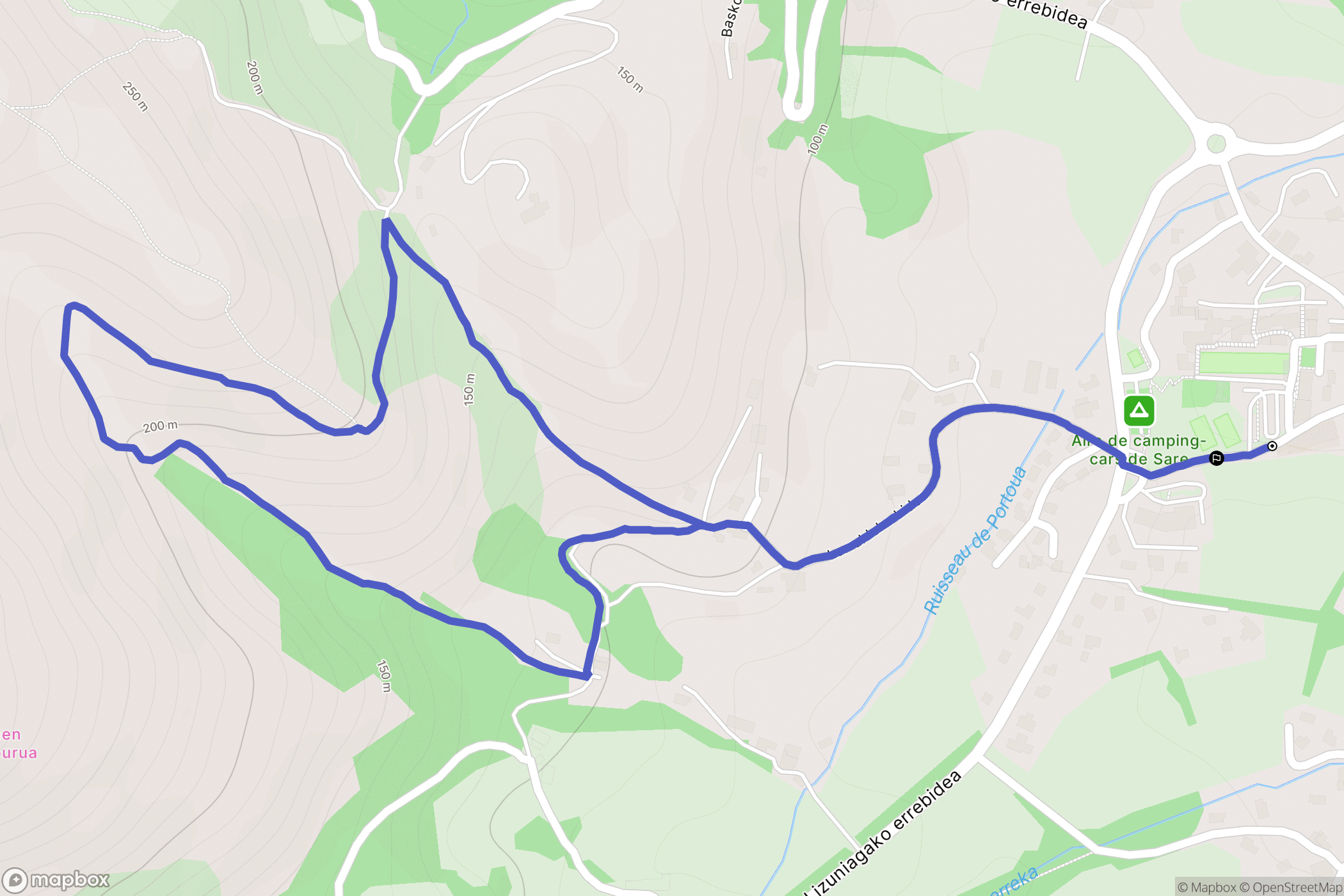 Sare : carte du parcours de randonnée - France