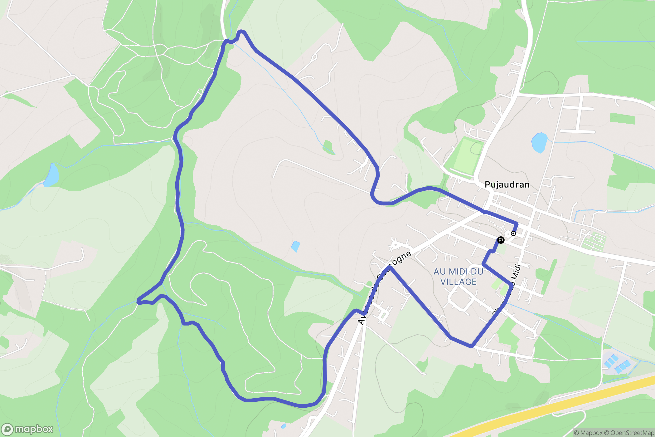 Pujaudran : carte du parcours de randonnée - France