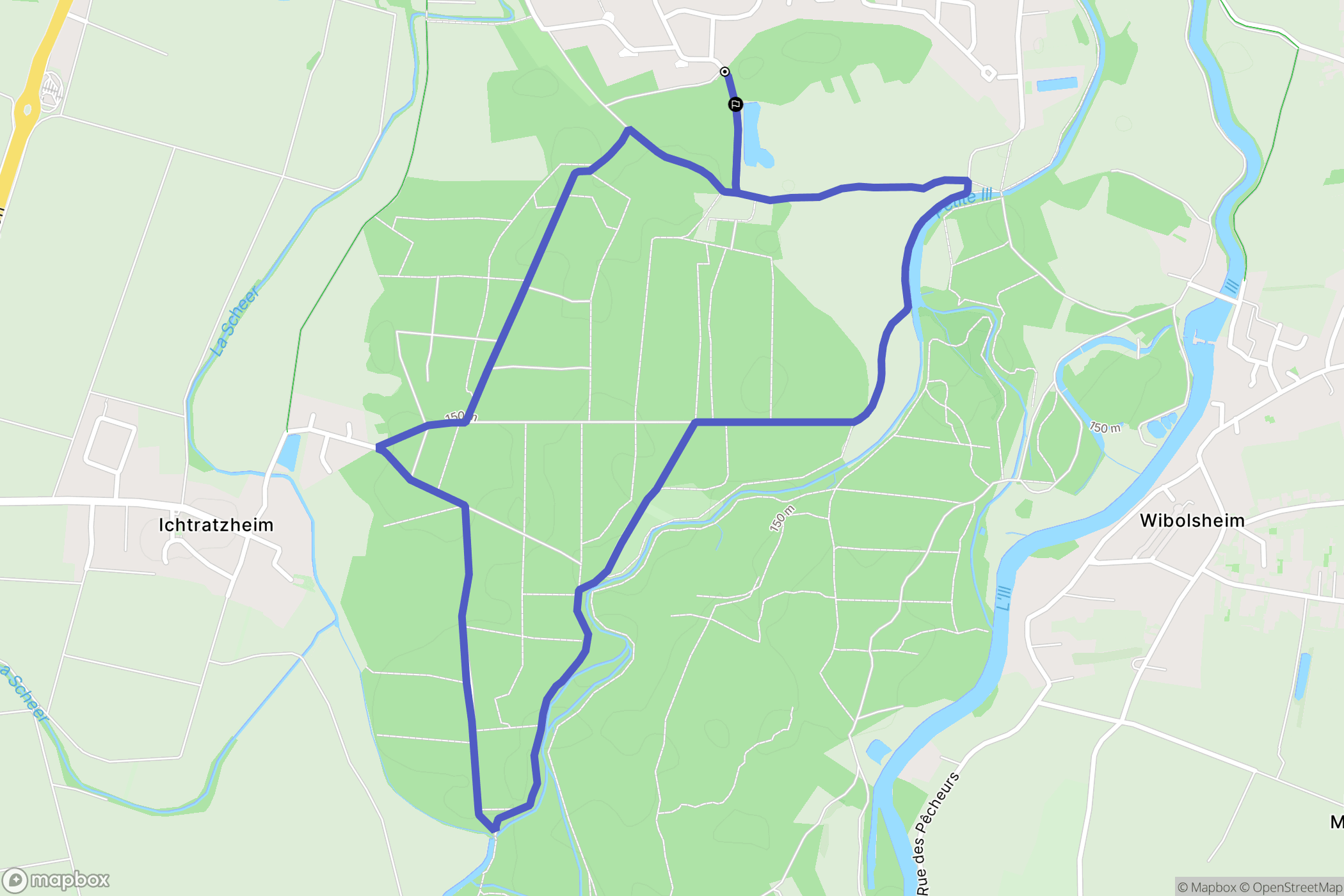 Fegersheim : carte du parcours de randonnée - France