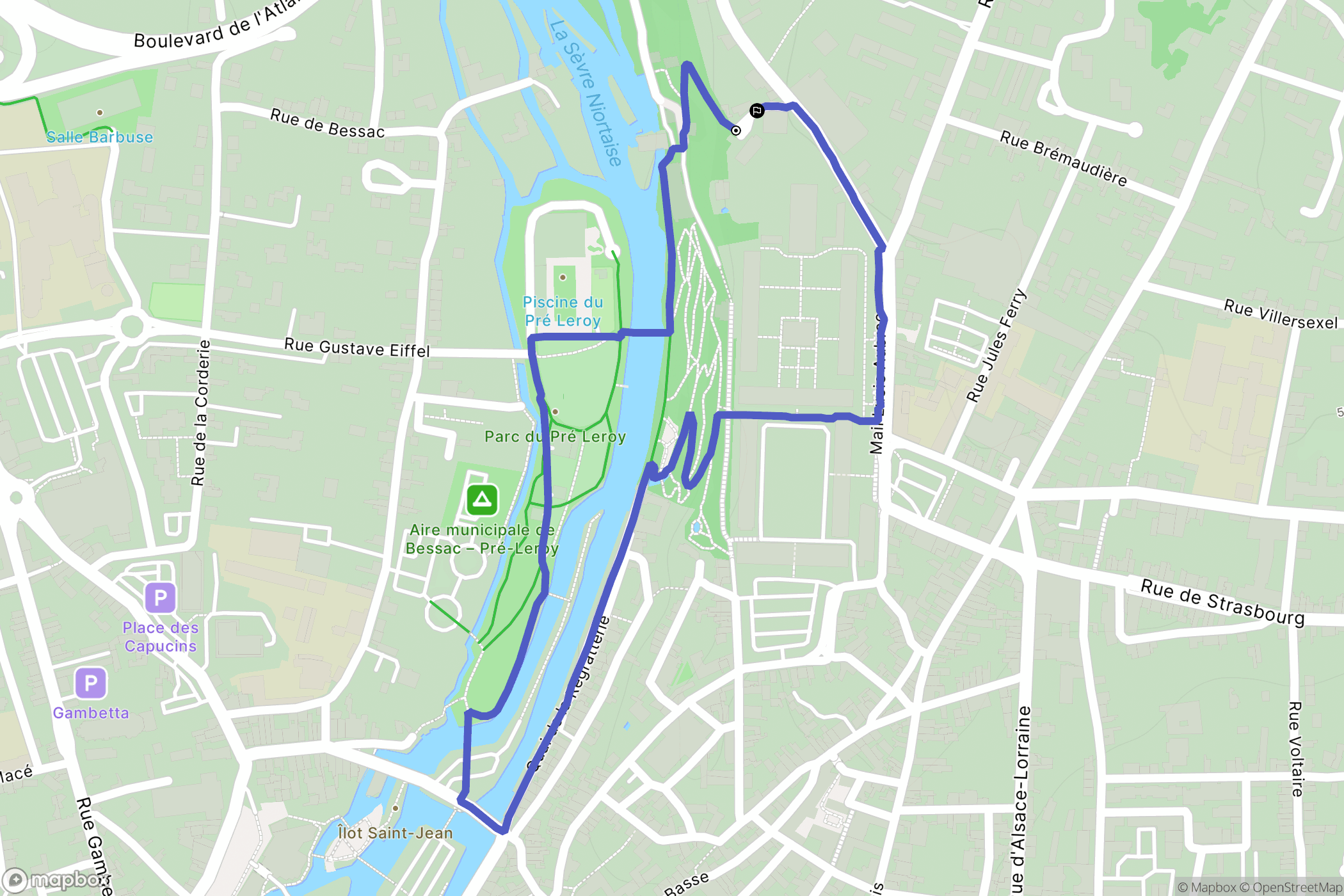 Niort : carte du parcours de randonnée - France