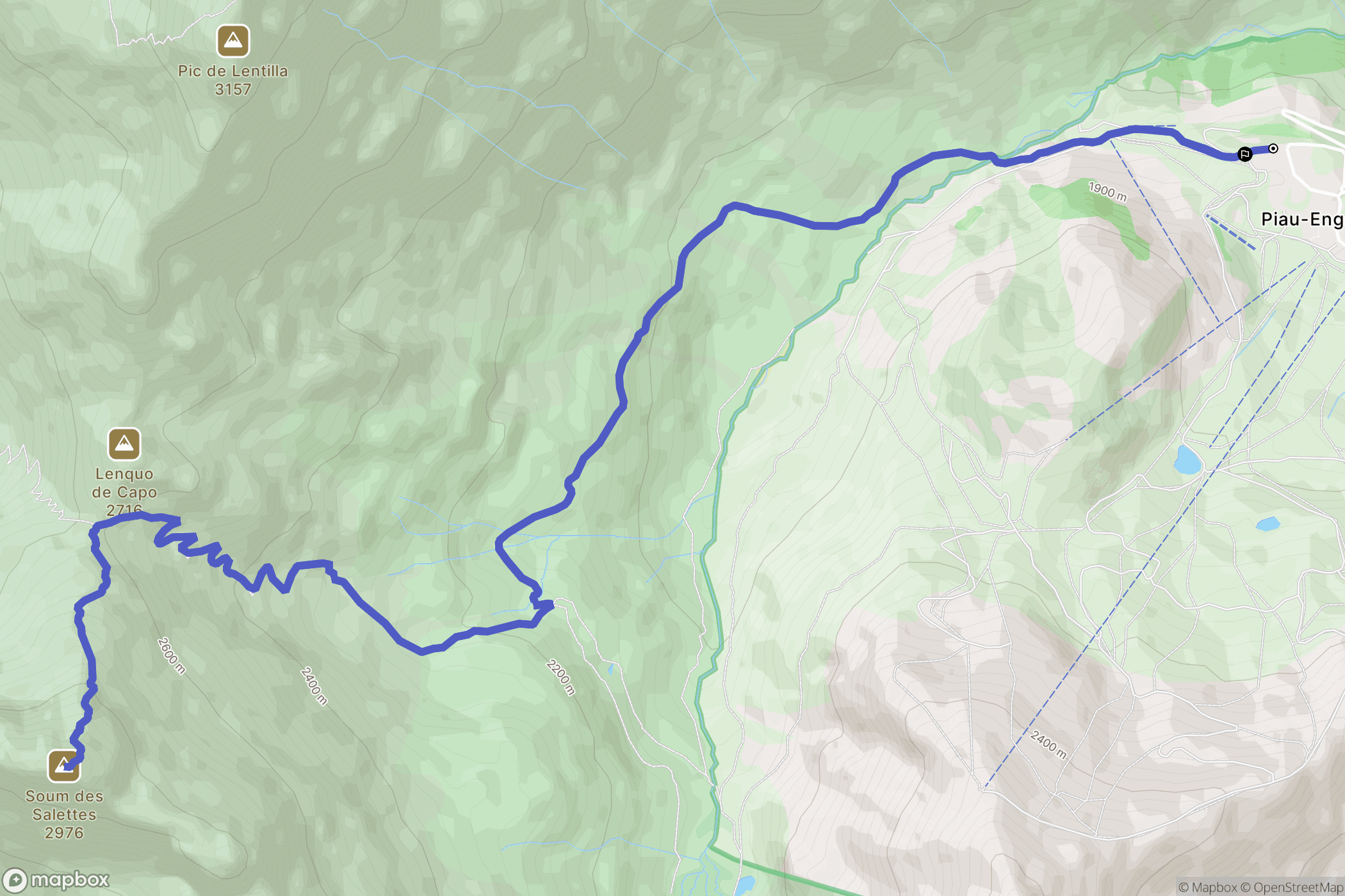 Aragnouet : carte du parcours de randonnée - France