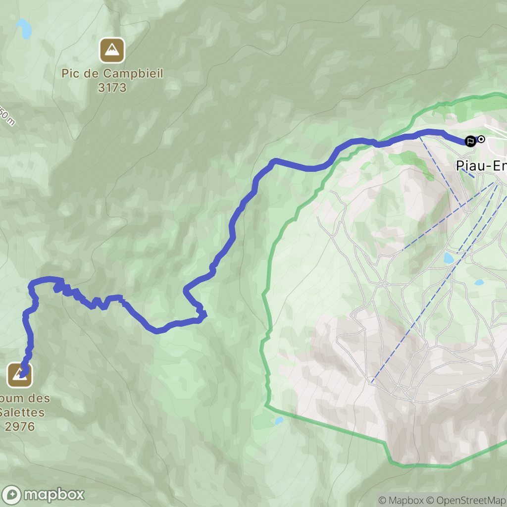 Aragnouet : carte du parcours de randonnée - France