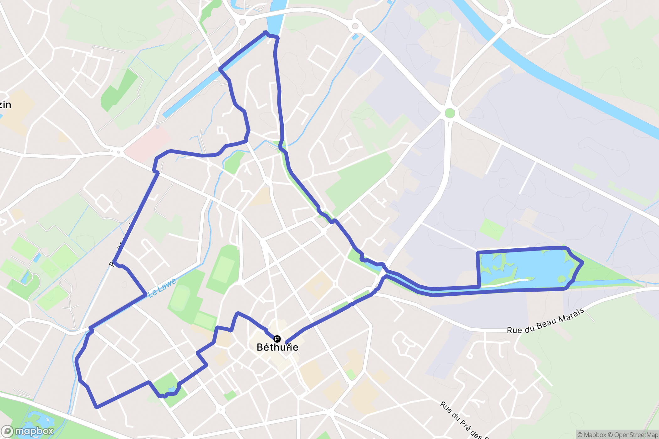 Béthune : carte du parcours de randonnée - France