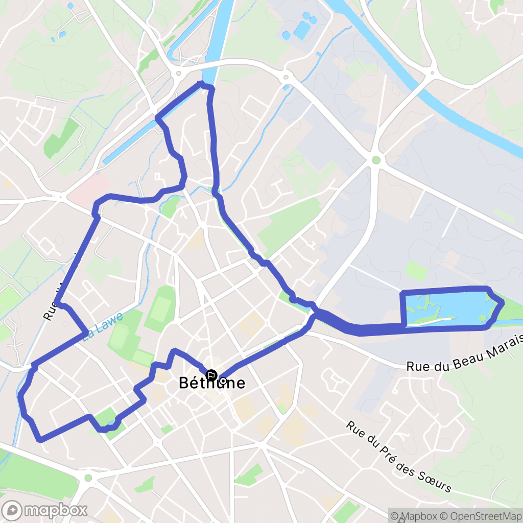 Béthune : carte du parcours de randonnée - France