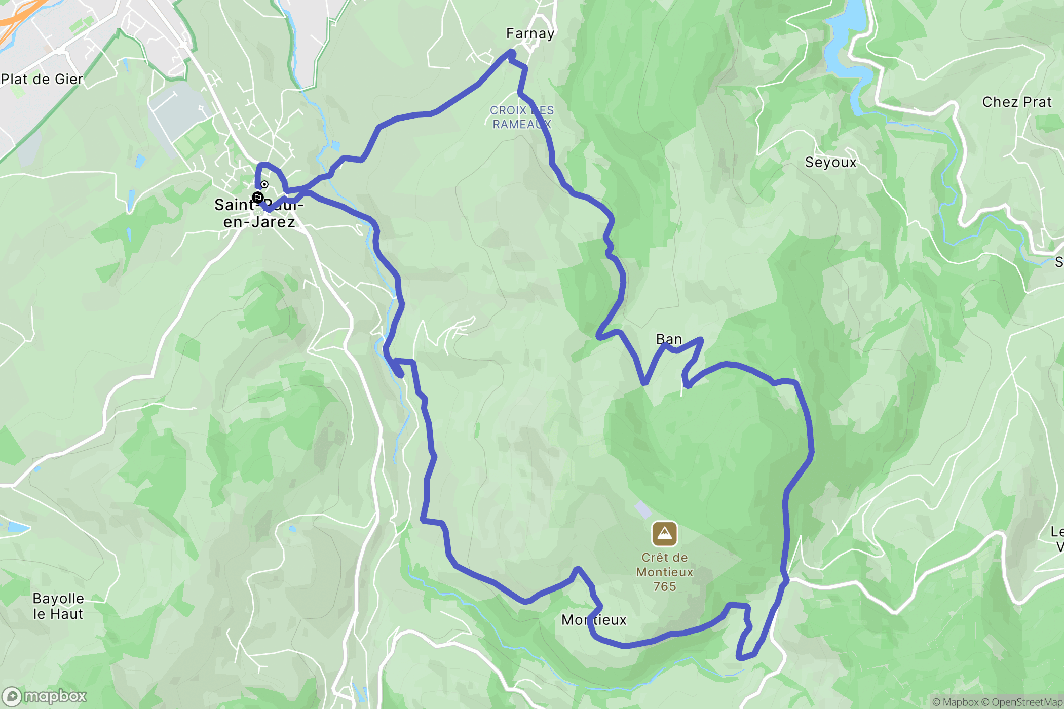 Saint-Paul-en-Jarez : carte du parcours de randonnée - France