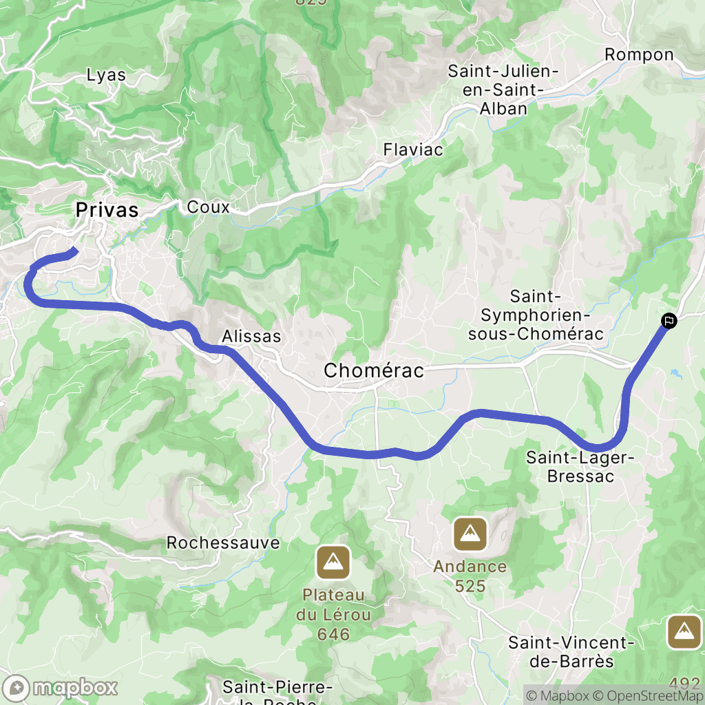 Baix : carte du parcours de randonnée - France