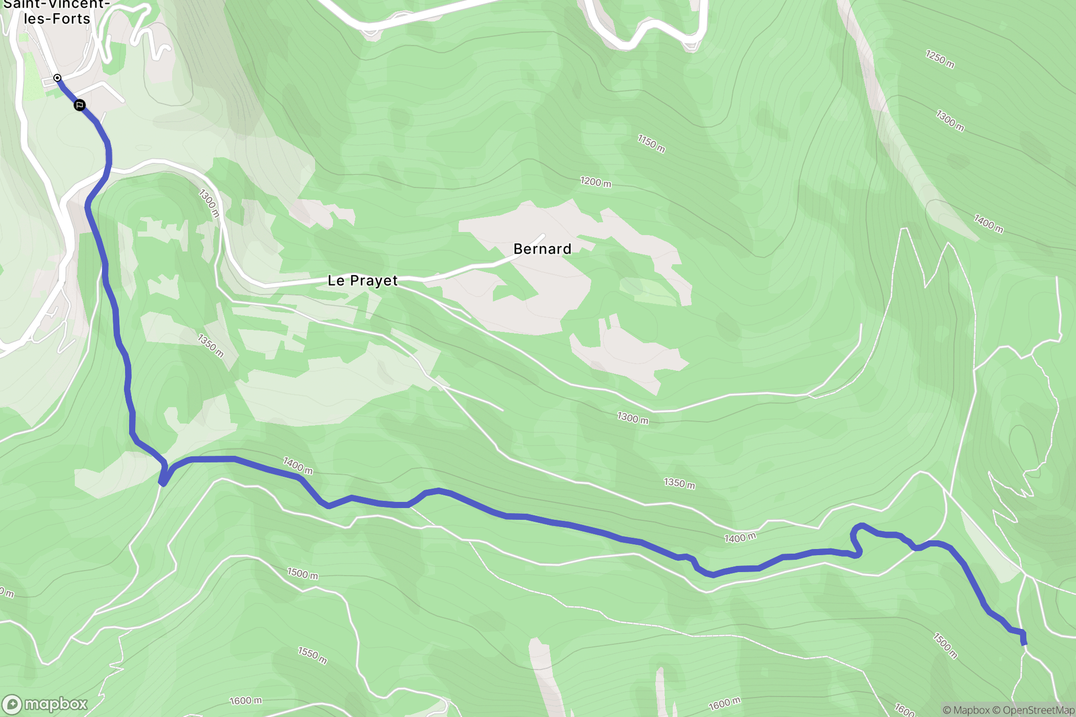 Ubaye-Serre-Ponçon : carte du parcours de randonnée - France