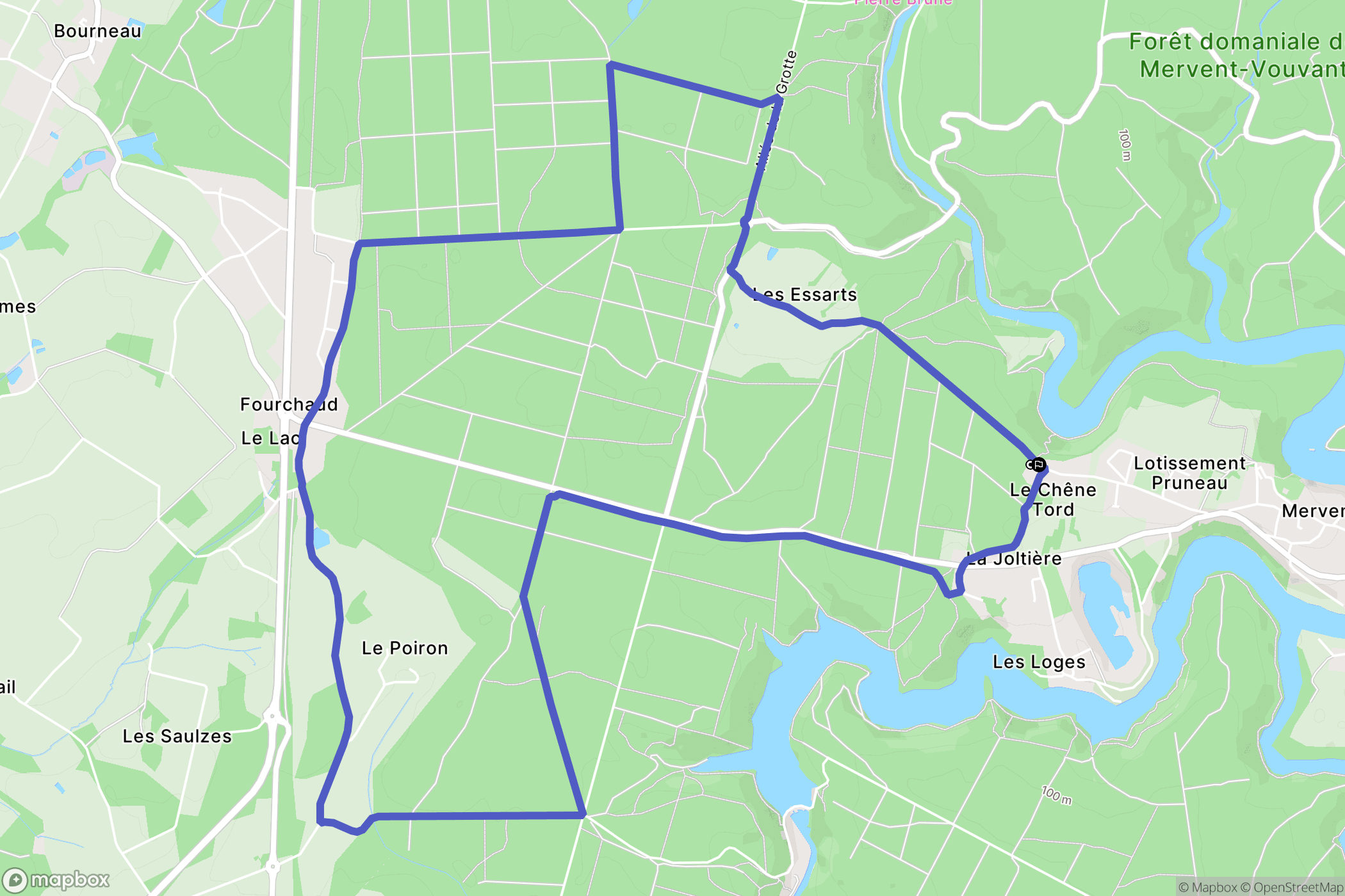 Mervent : carte du parcours de randonnée - France