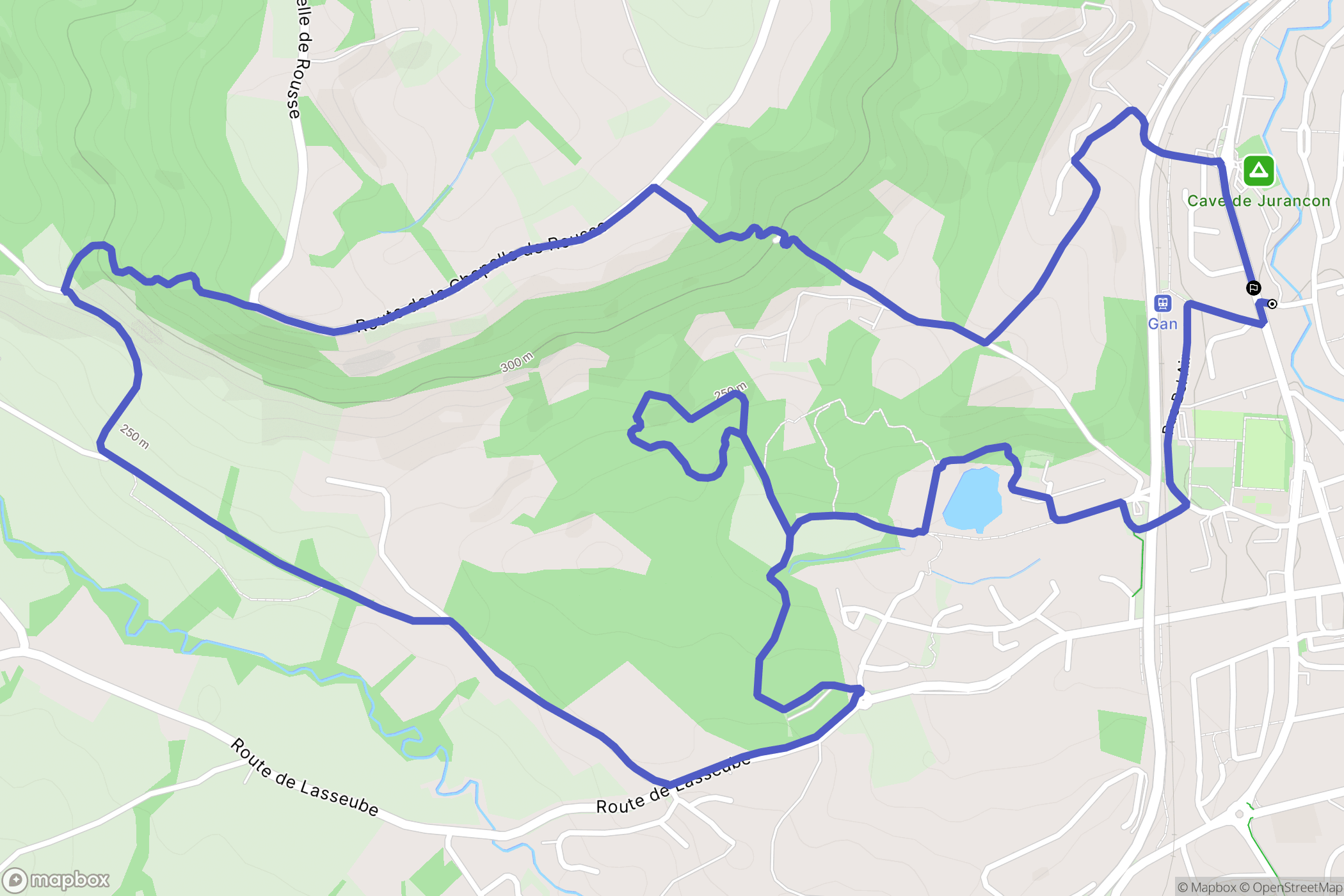 Gan : carte du parcours de randonnée - France