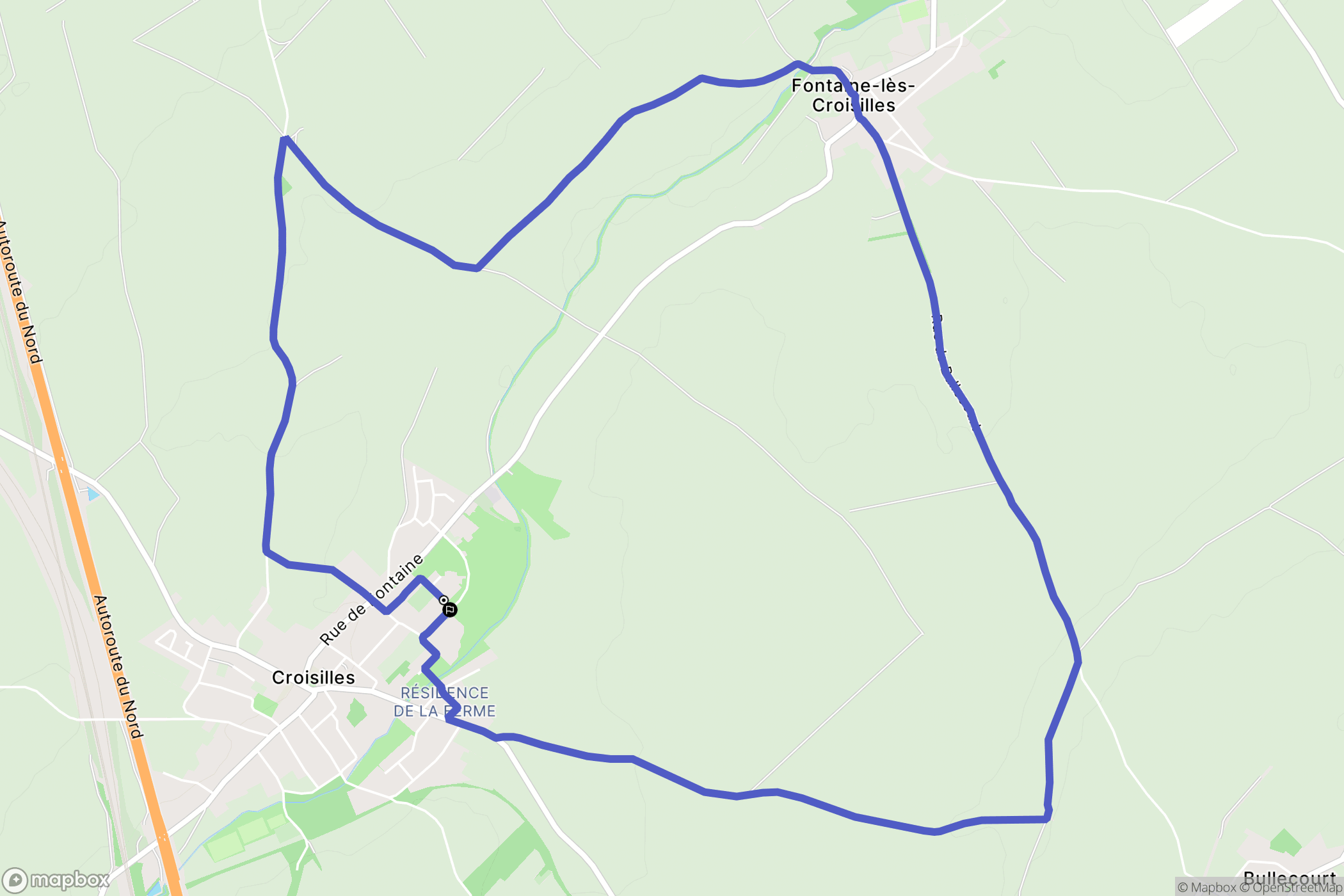 Croisilles : carte du parcours de randonnée - France
