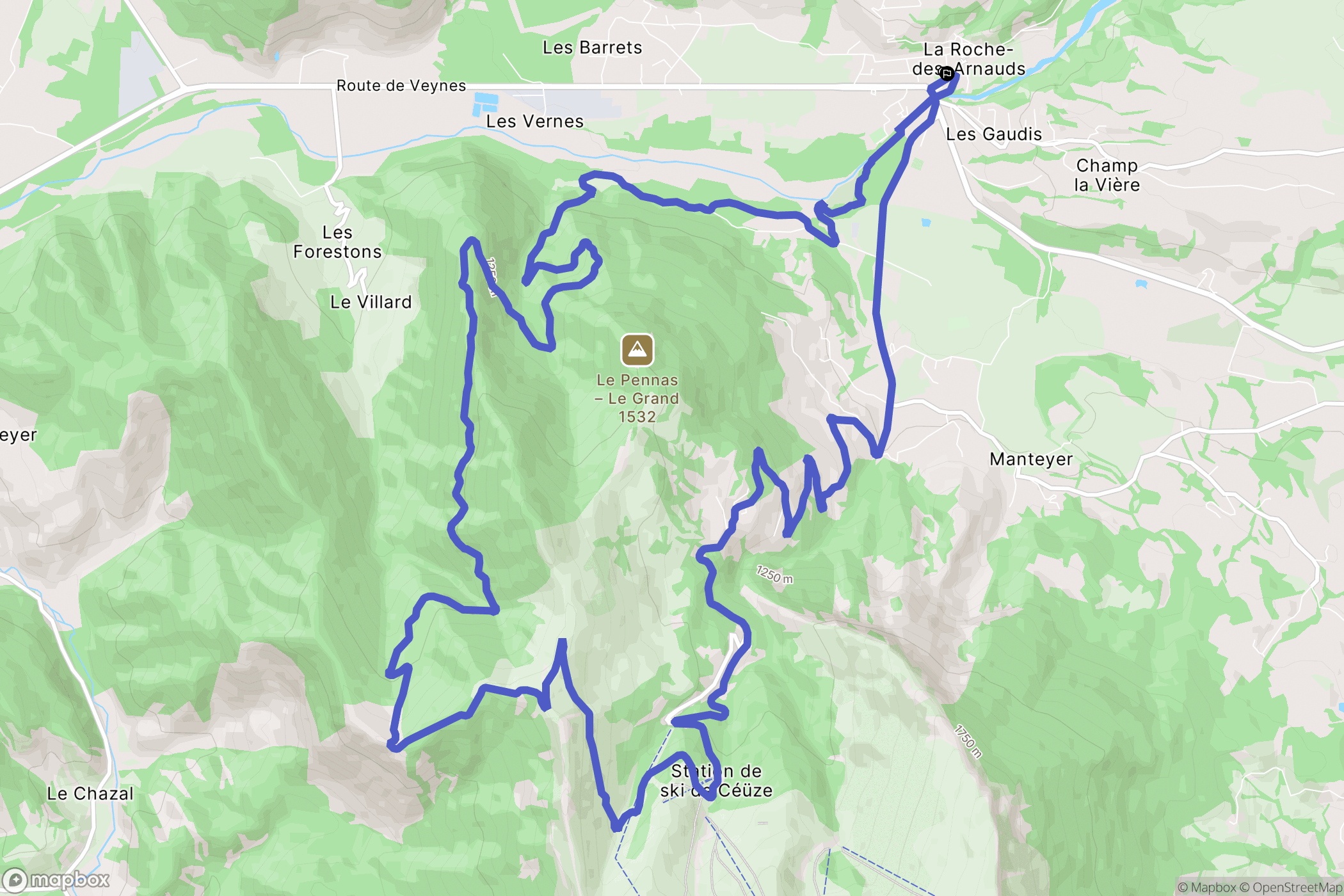 La Roche-des-Arnauds : carte du parcours de randonnée - France
