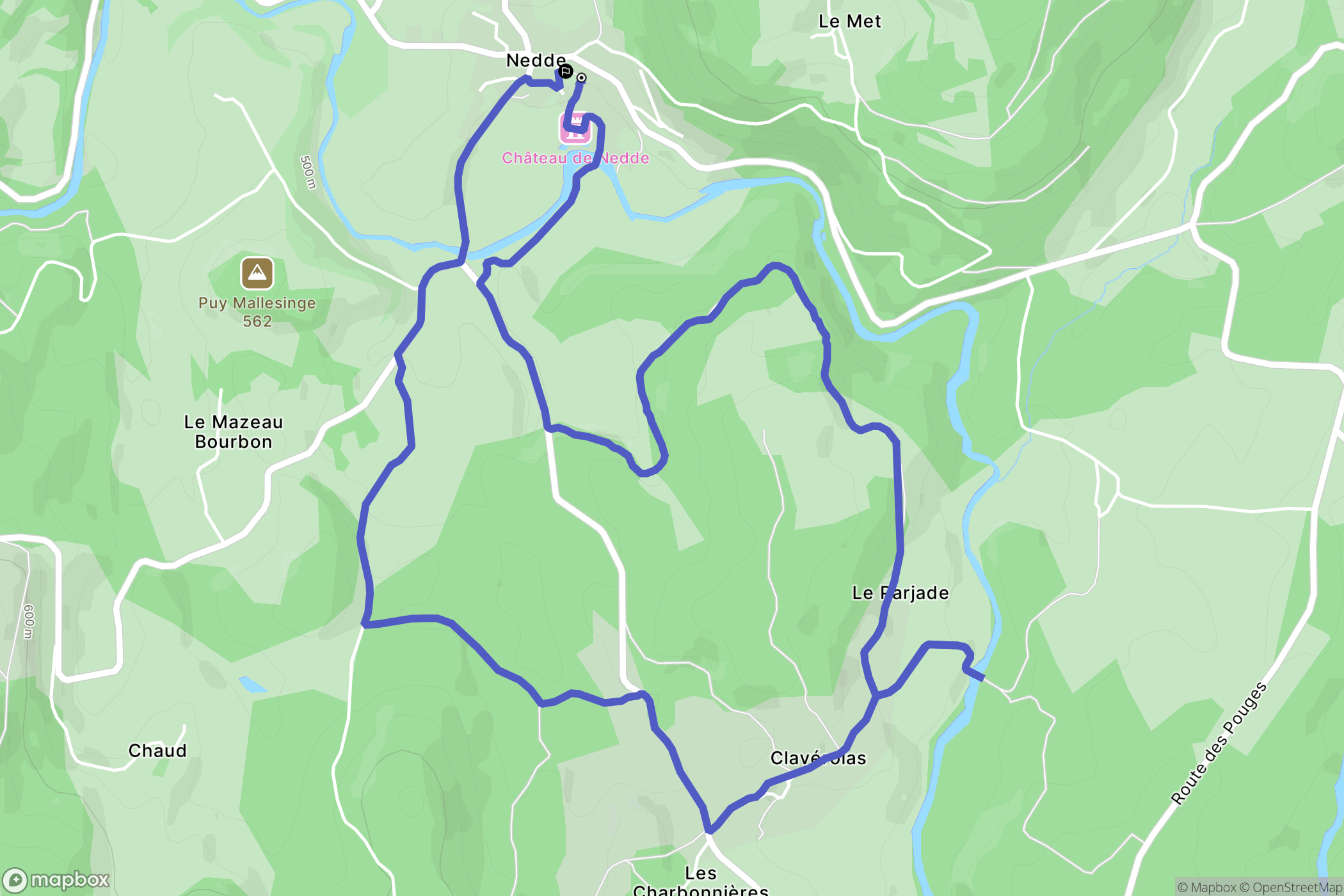 Nedde : carte du parcours de randonnée - France