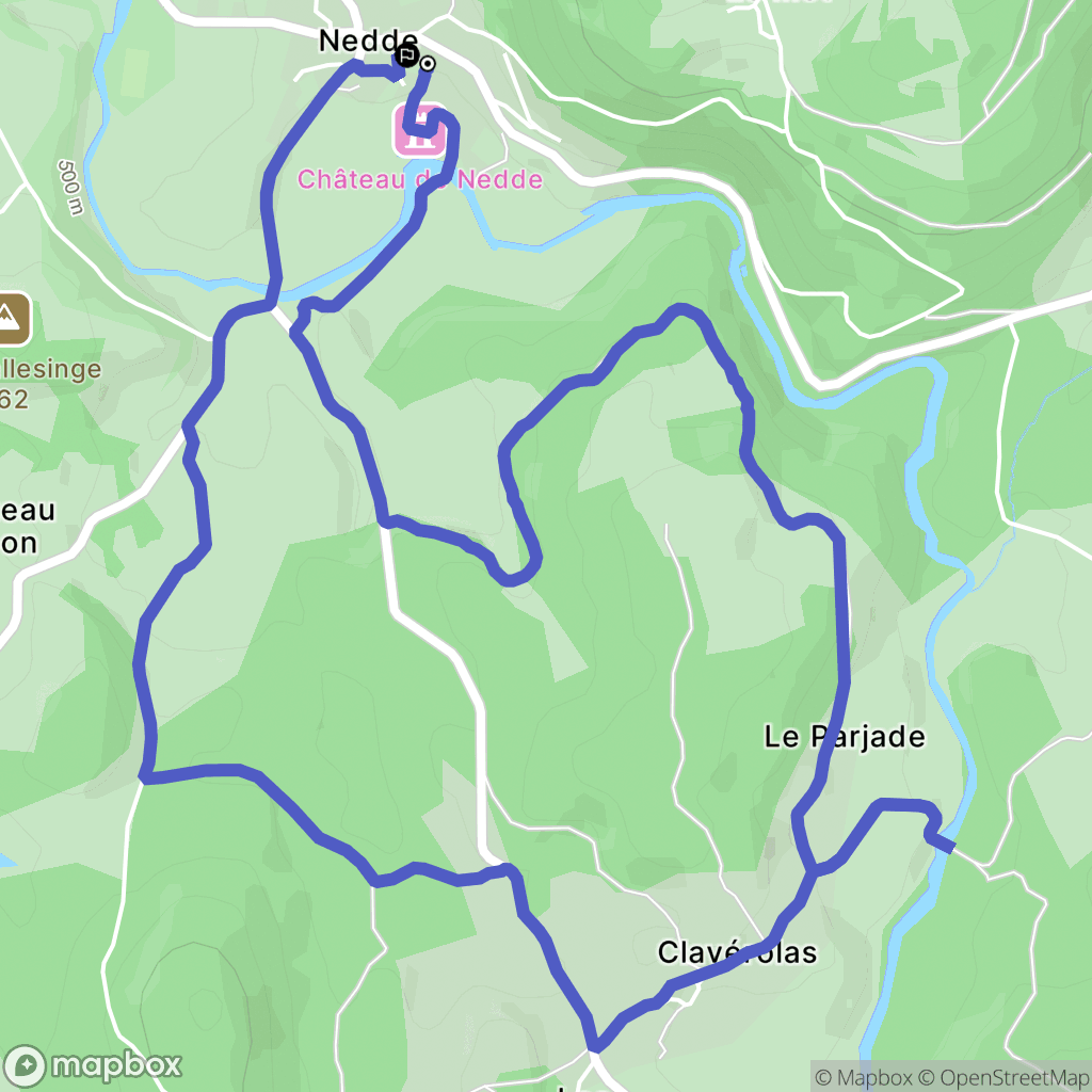 Nedde : carte du parcours de randonnée - France