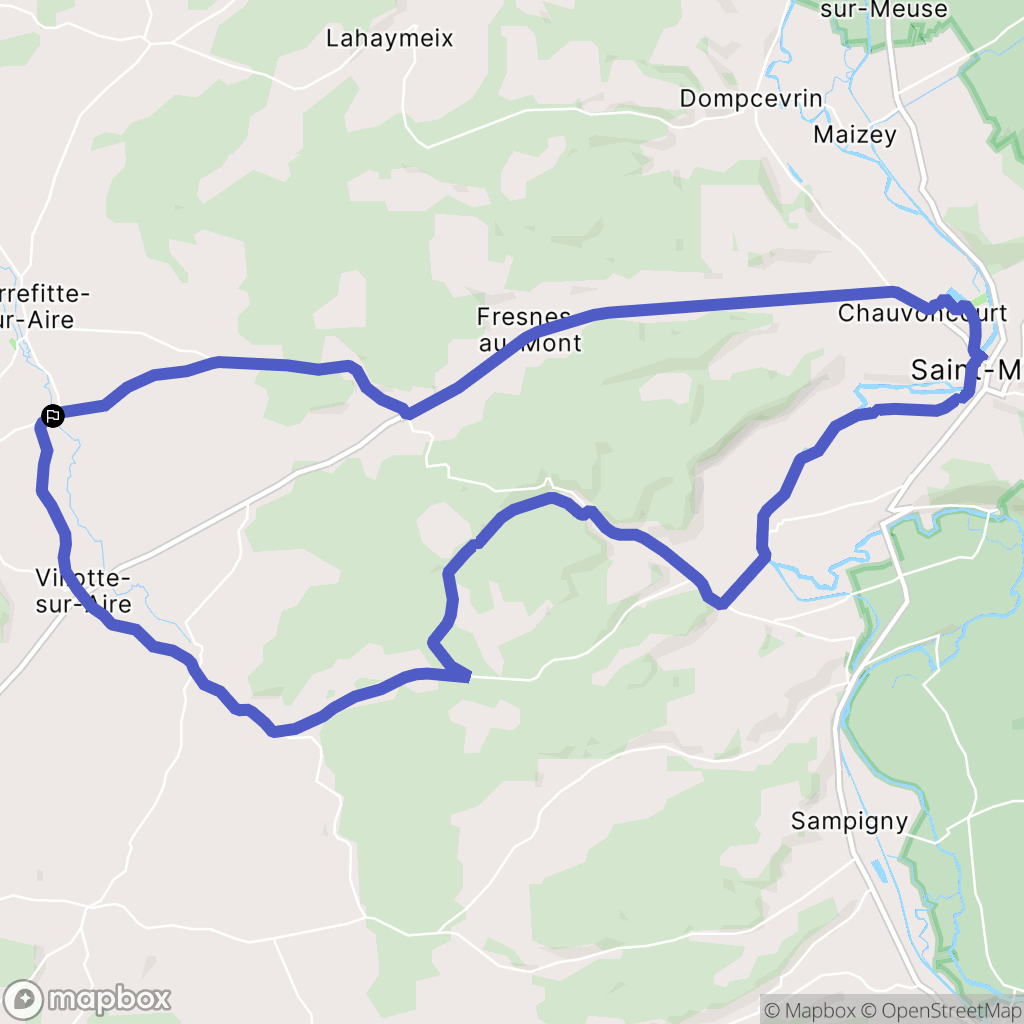 Nicey-sur-Aire : carte du parcours de randonnée - France