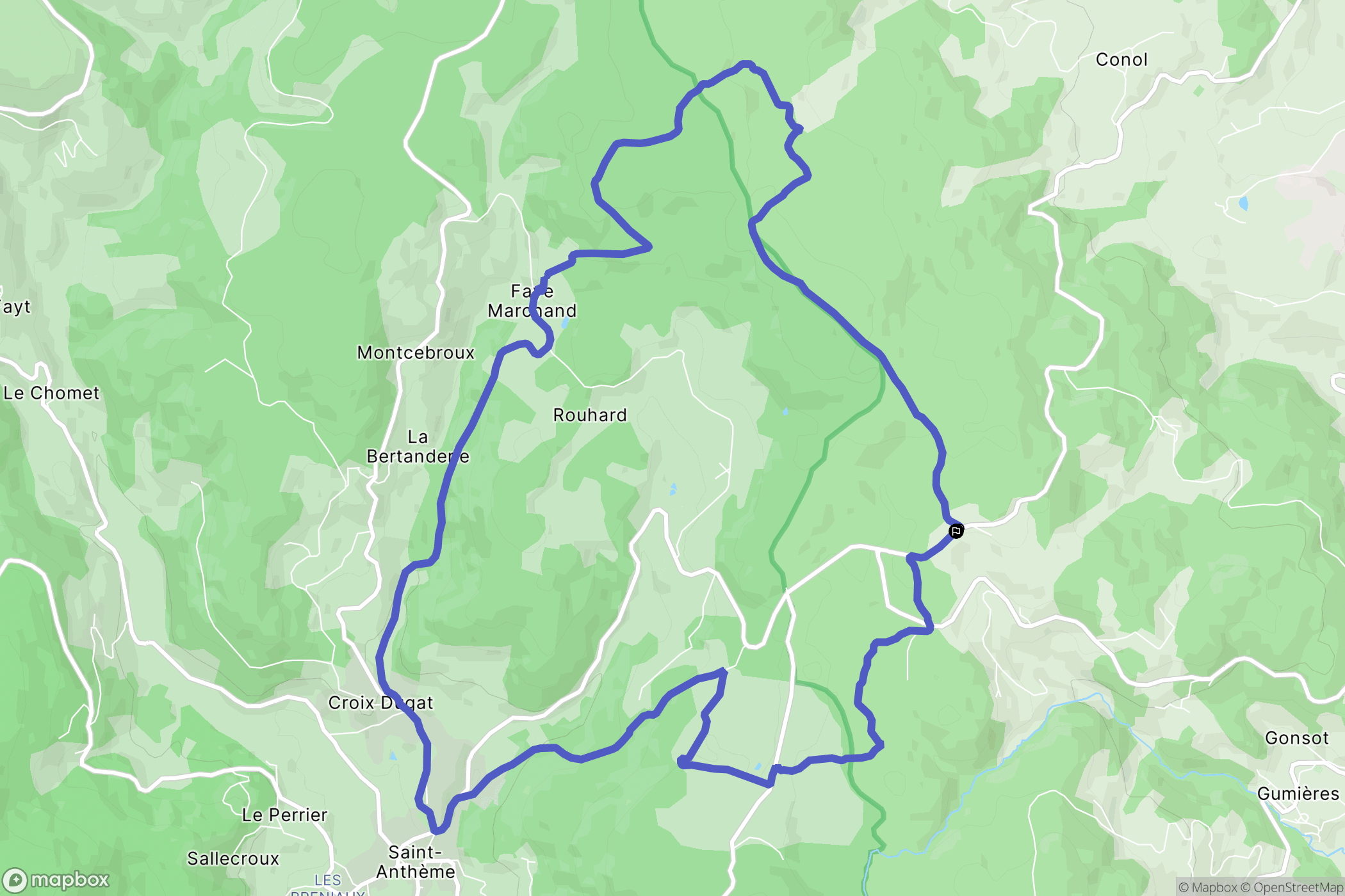 Gumières : carte du parcours de randonnée - France