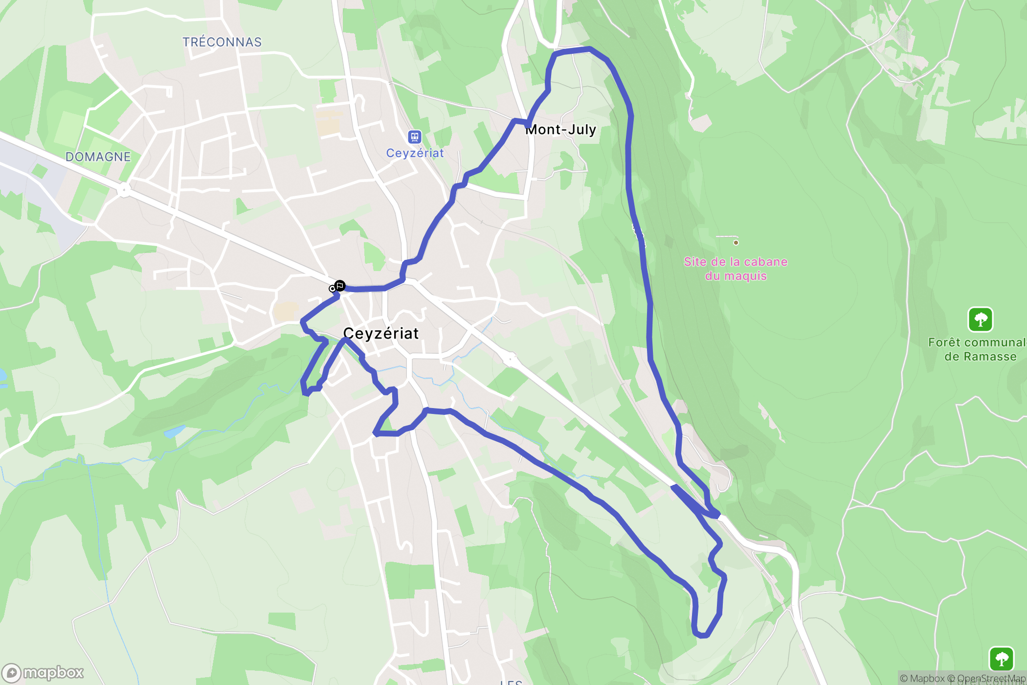 Ceyzériat : carte du parcours de randonnée - France