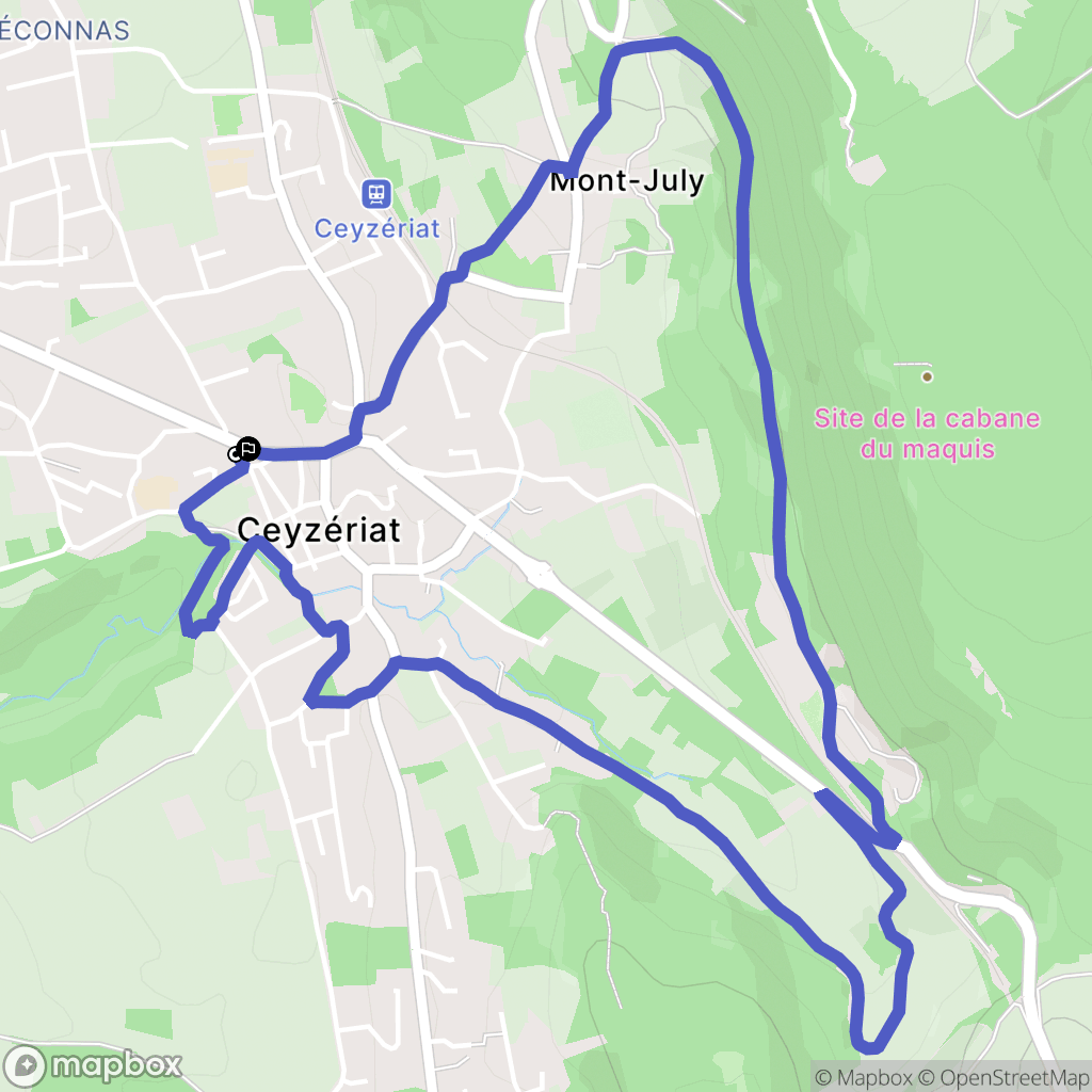 Ceyzériat : carte du parcours de randonnée - France