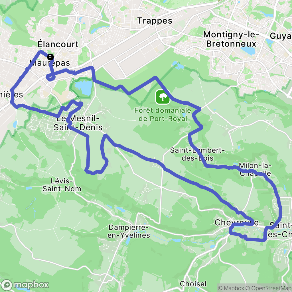Maurepas : carte du parcours de randonnée - France