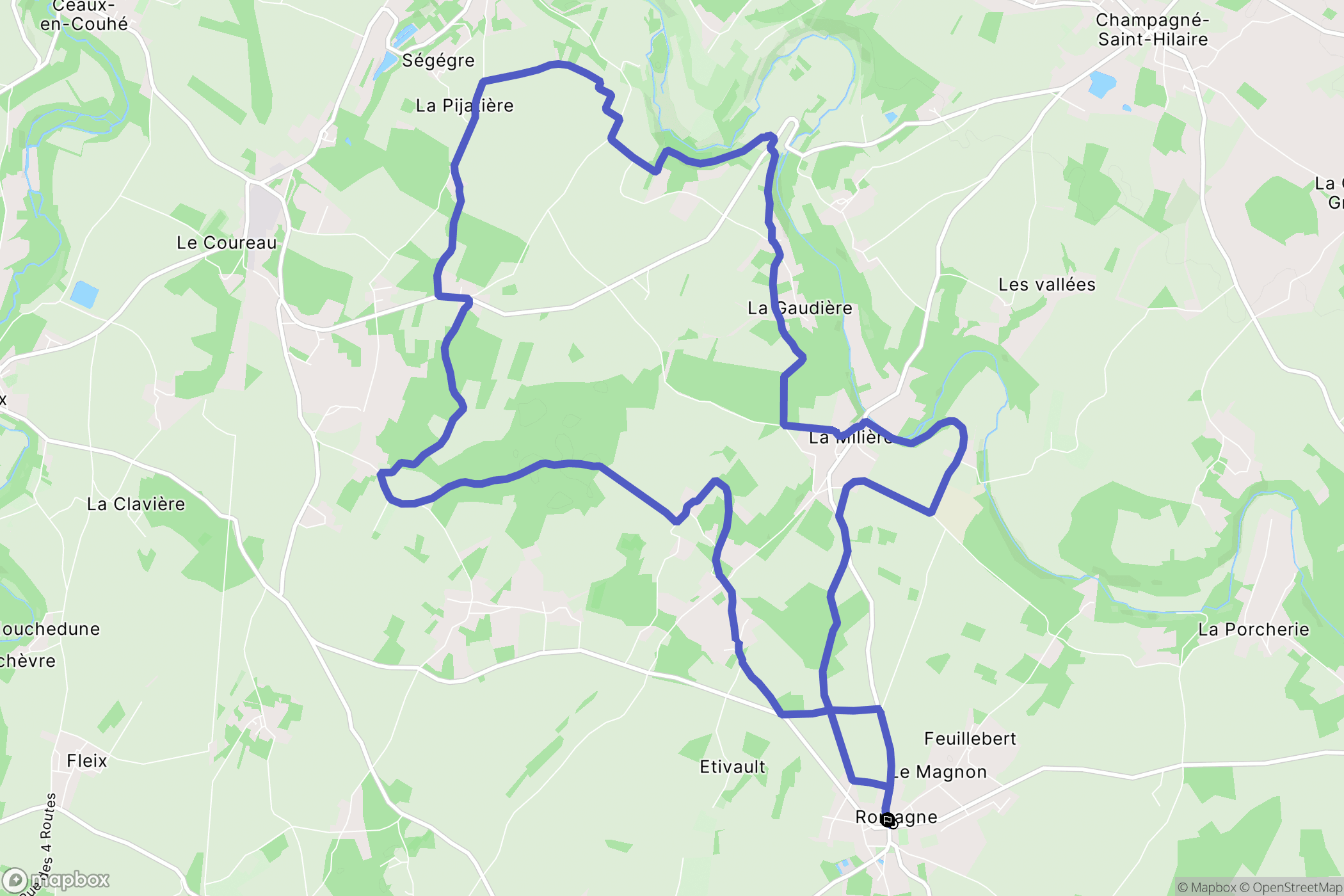Romagne : carte du parcours de randonnée - France