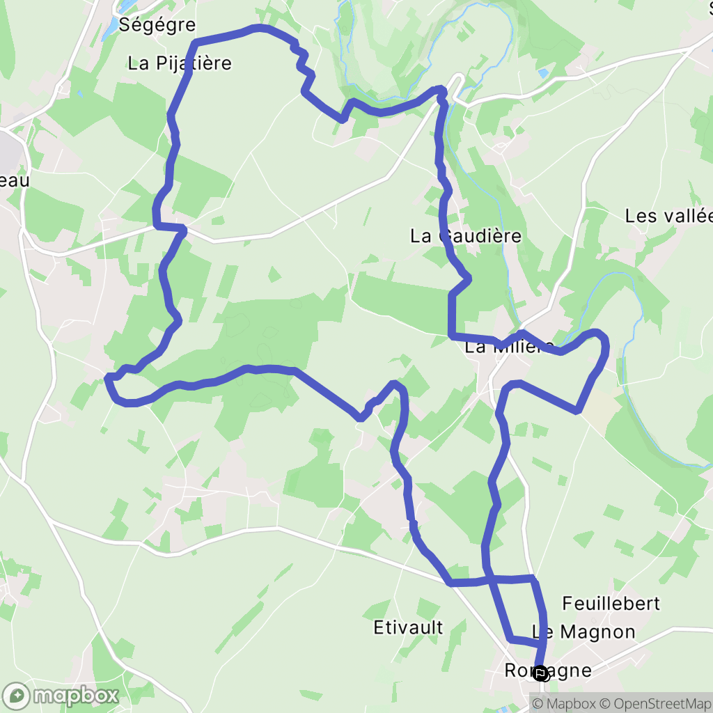 Romagne : carte du parcours de randonnée - France