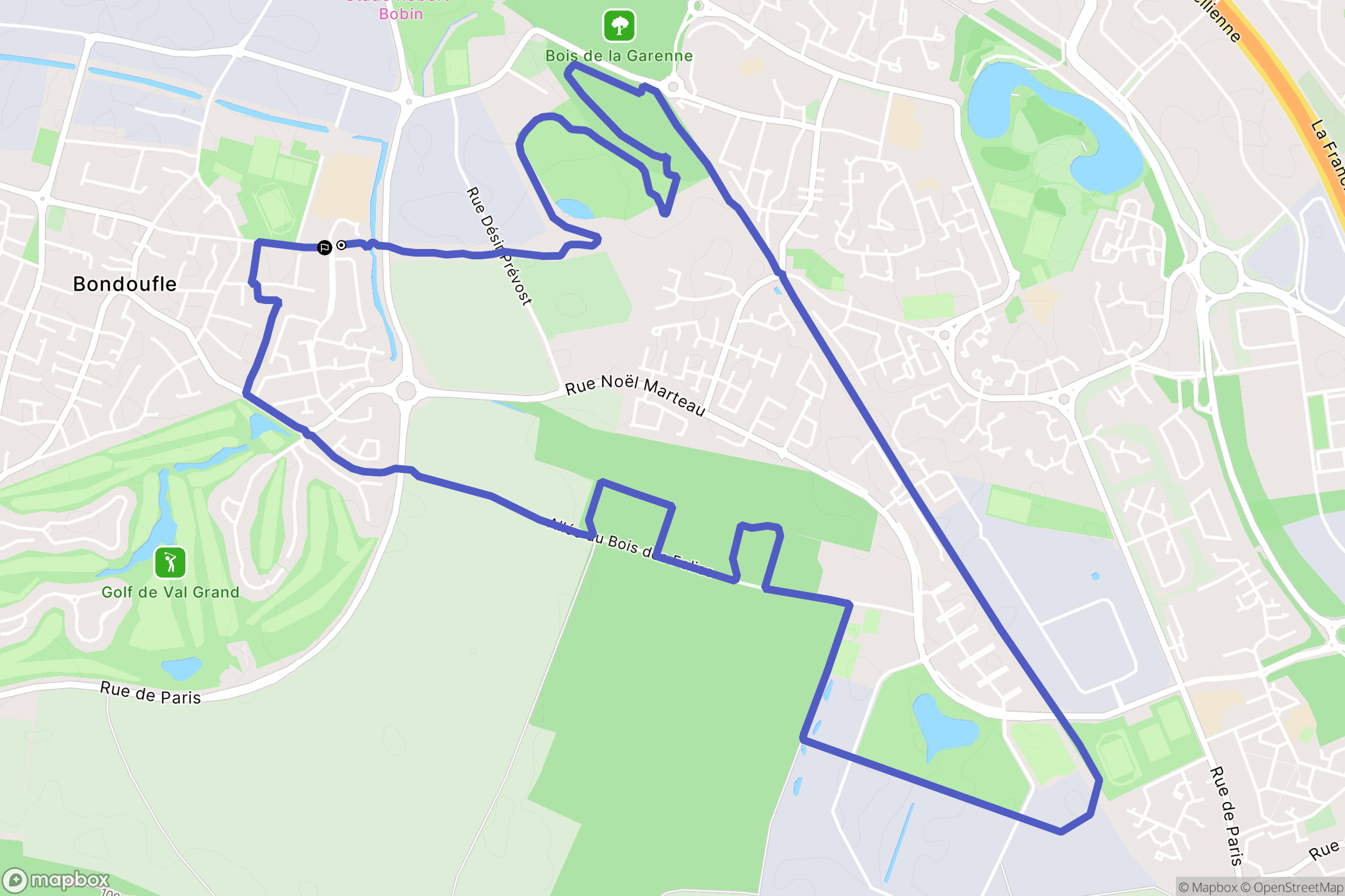 Bondoufle : carte du parcours de randonnée - France