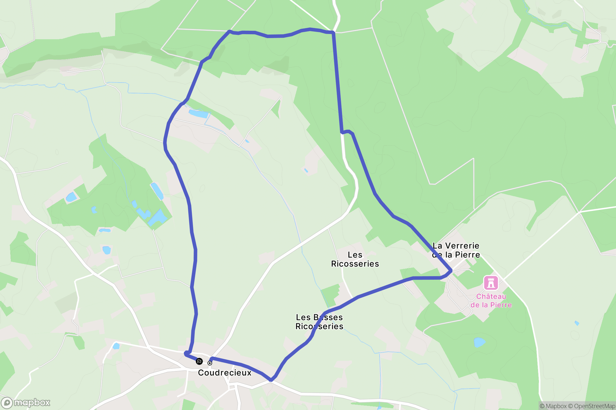 Coudrecieux : carte du parcours de randonnée - France