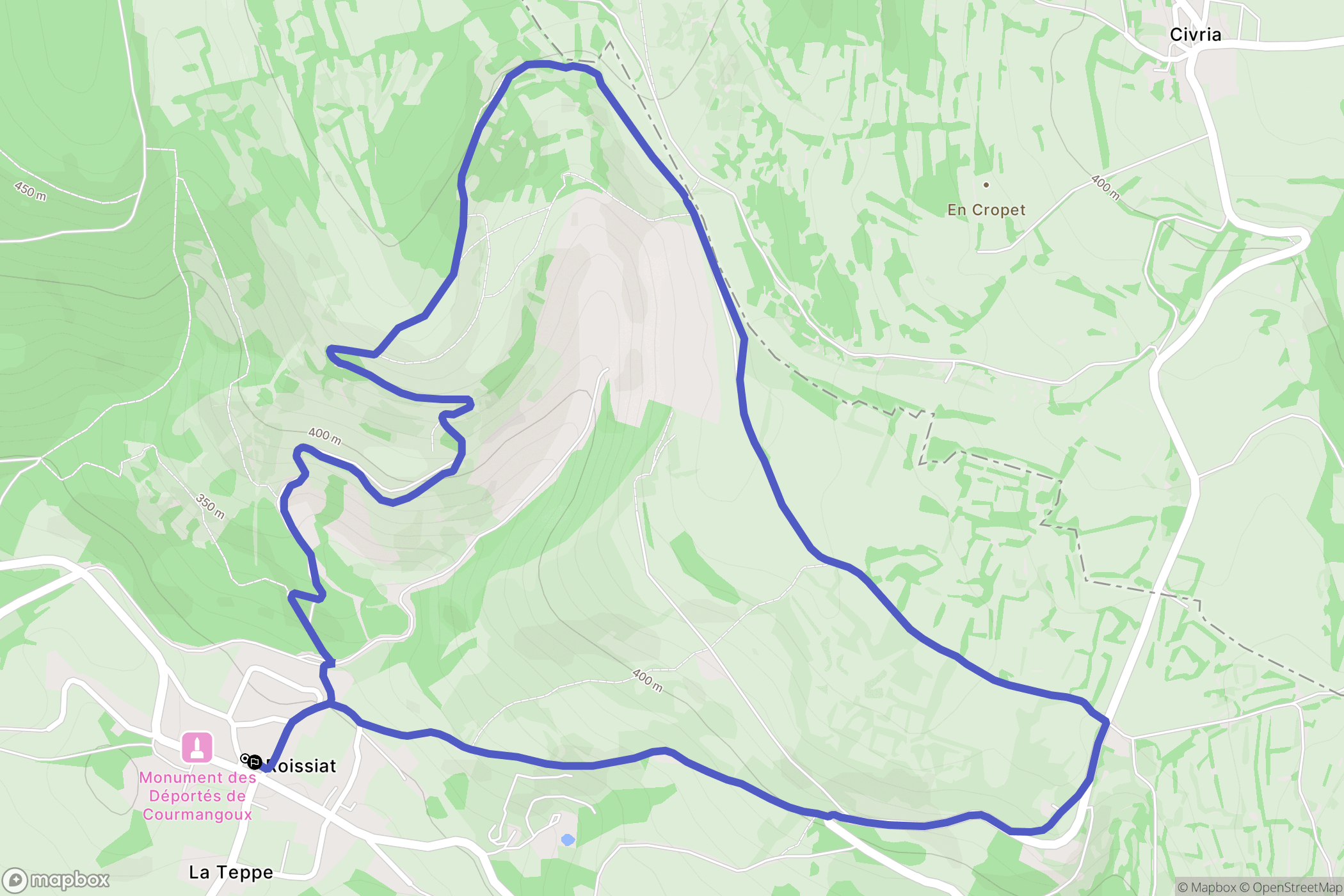 Courmangoux : carte du parcours de randonnée - France