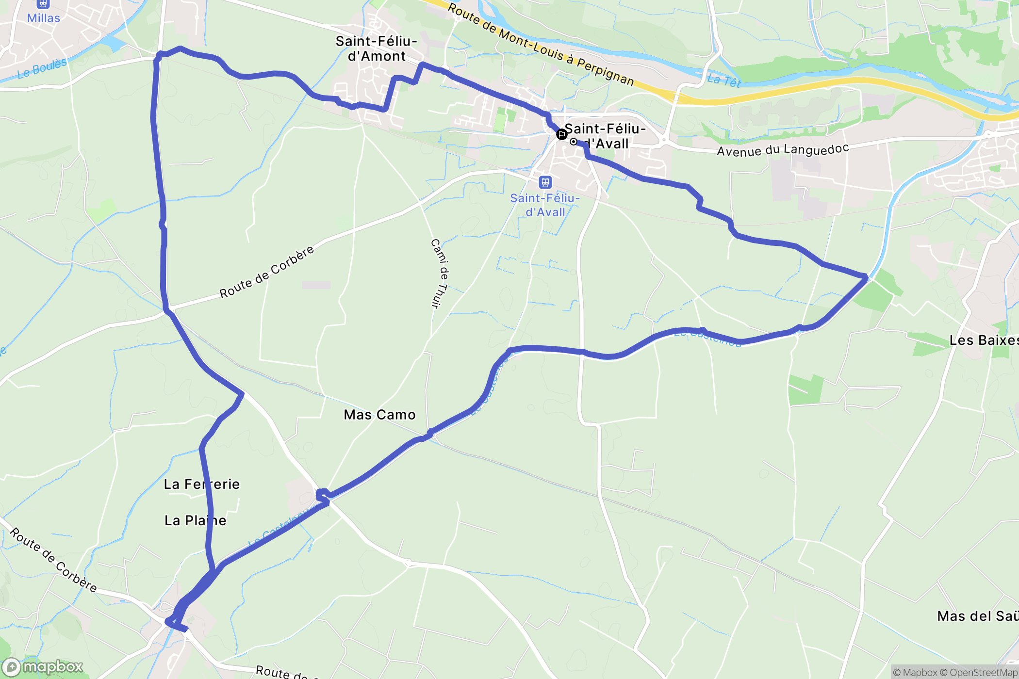 Saint-Féliu-d'Avall : carte du parcours de randonnée - France