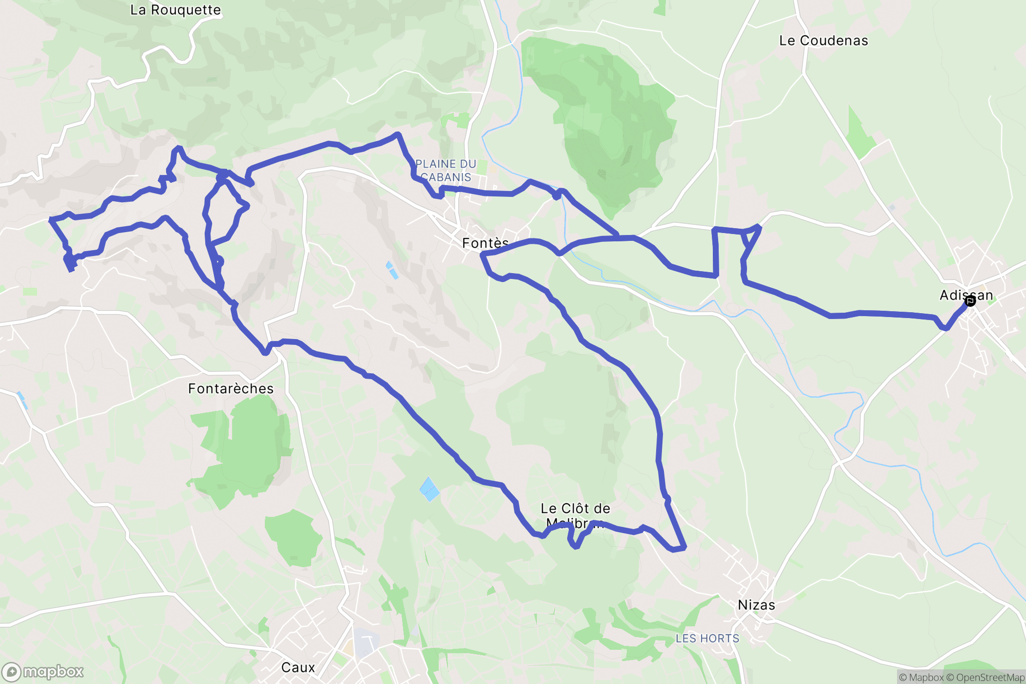 Adissan : carte du parcours de randonnée - France