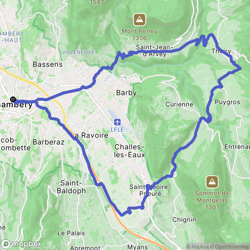 Chambéry : carte du parcours de randonnée - France