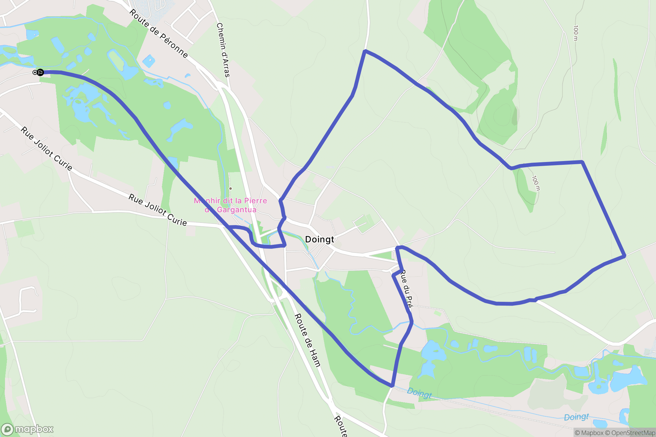 Doingt : carte du parcours de randonnée - France