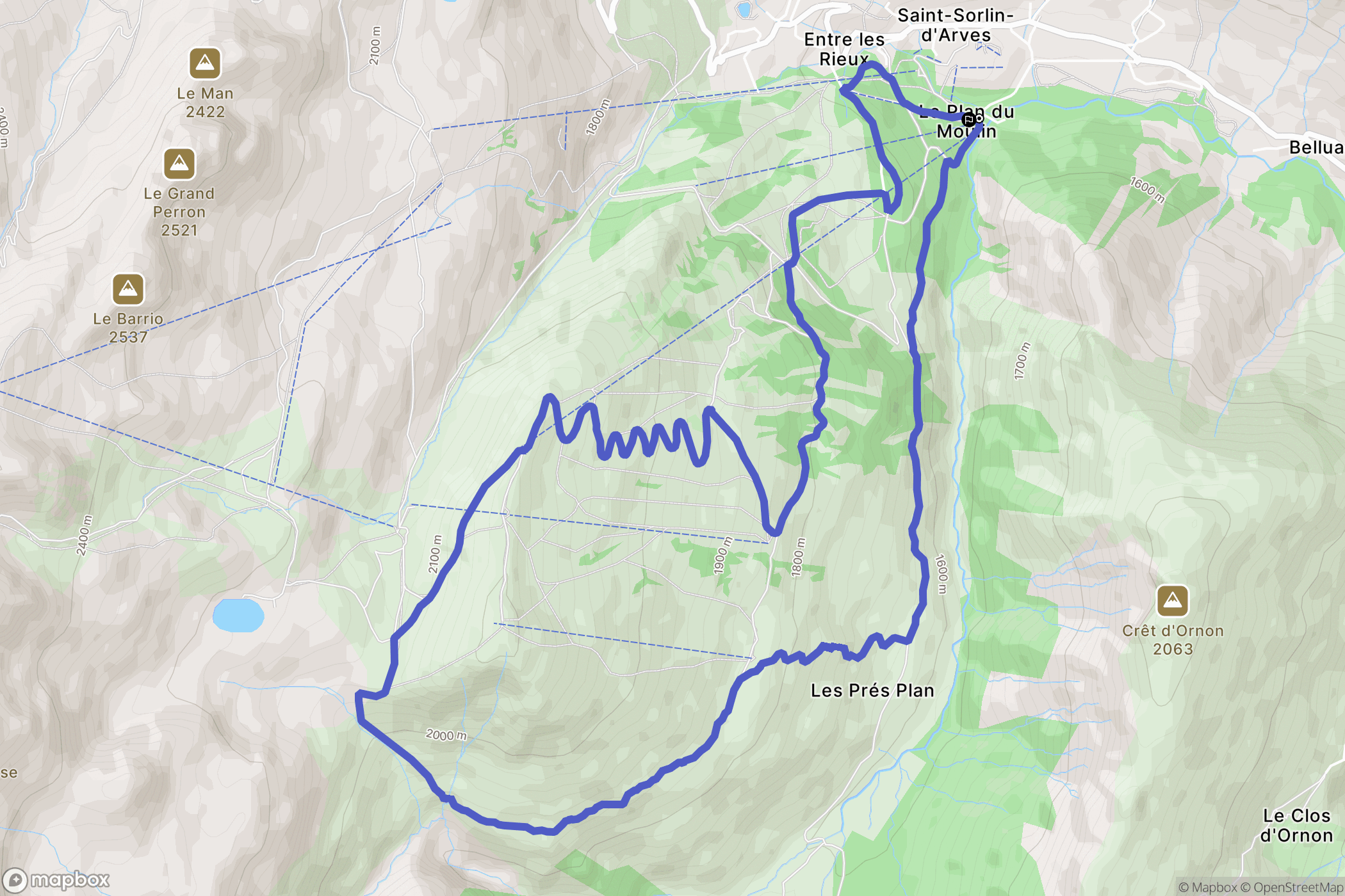 Saint-Sorlin-d'Arves : carte du parcours de randonnée - France