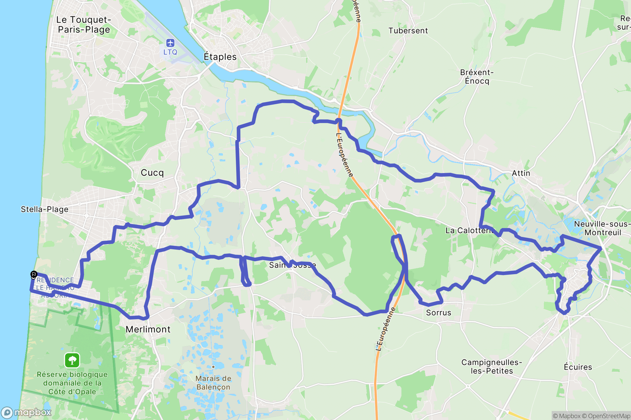 Merlimont : carte du parcours de randonnée - France