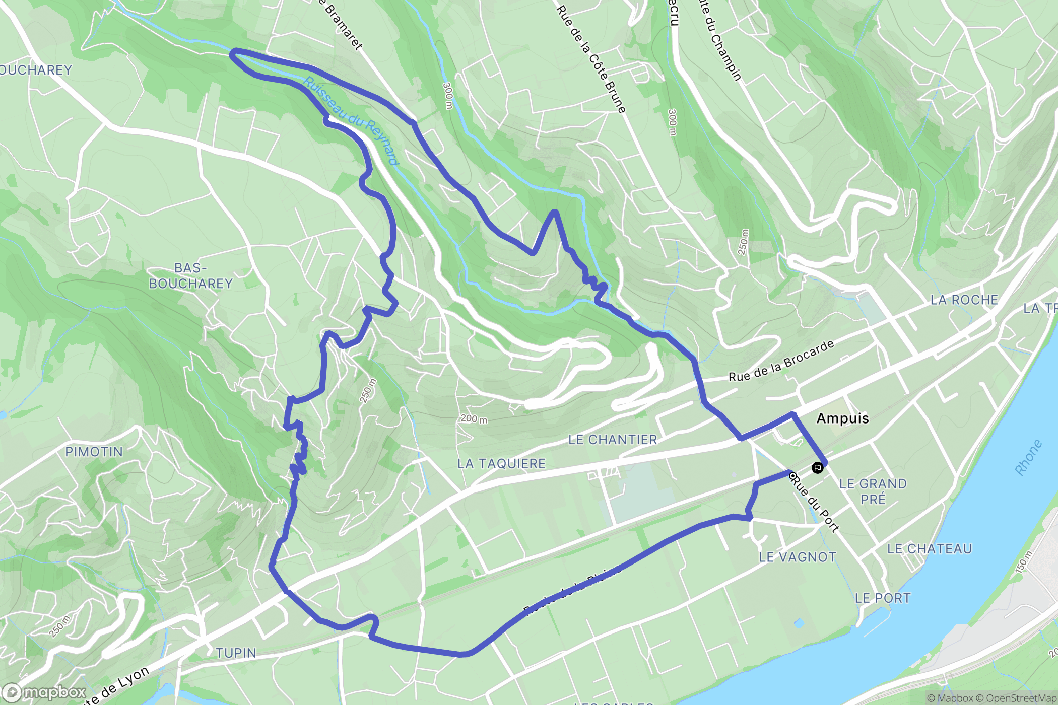 Ampuis : carte du parcours de randonnée - France
