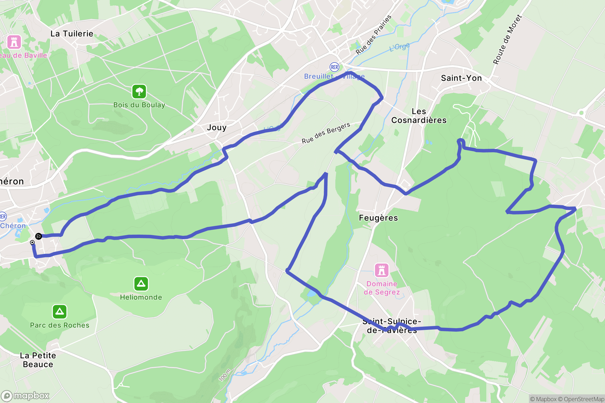 Saint-Chéron : carte du parcours de randonnée - France