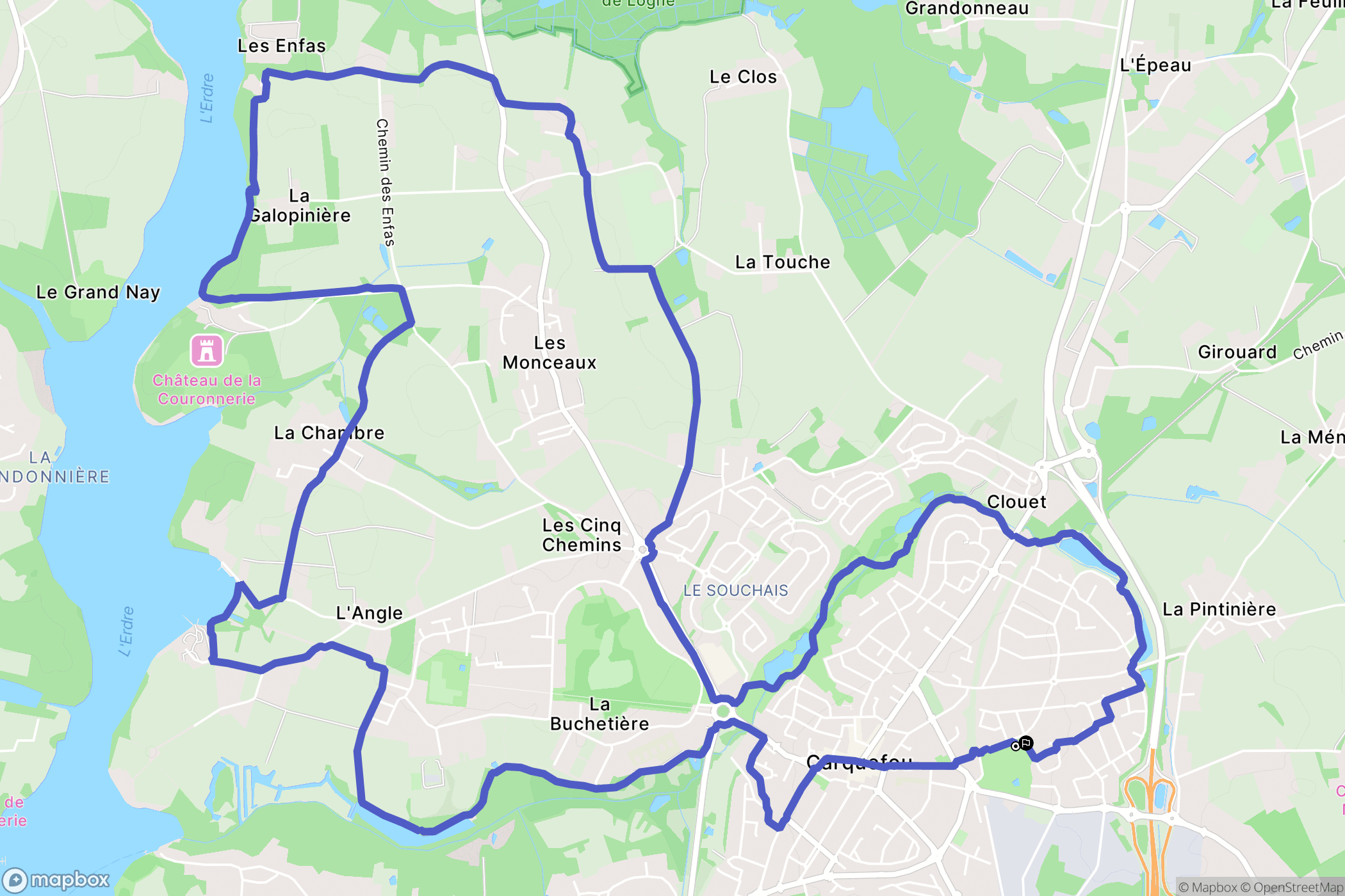 Carquefou : carte du parcours de randonnée - France