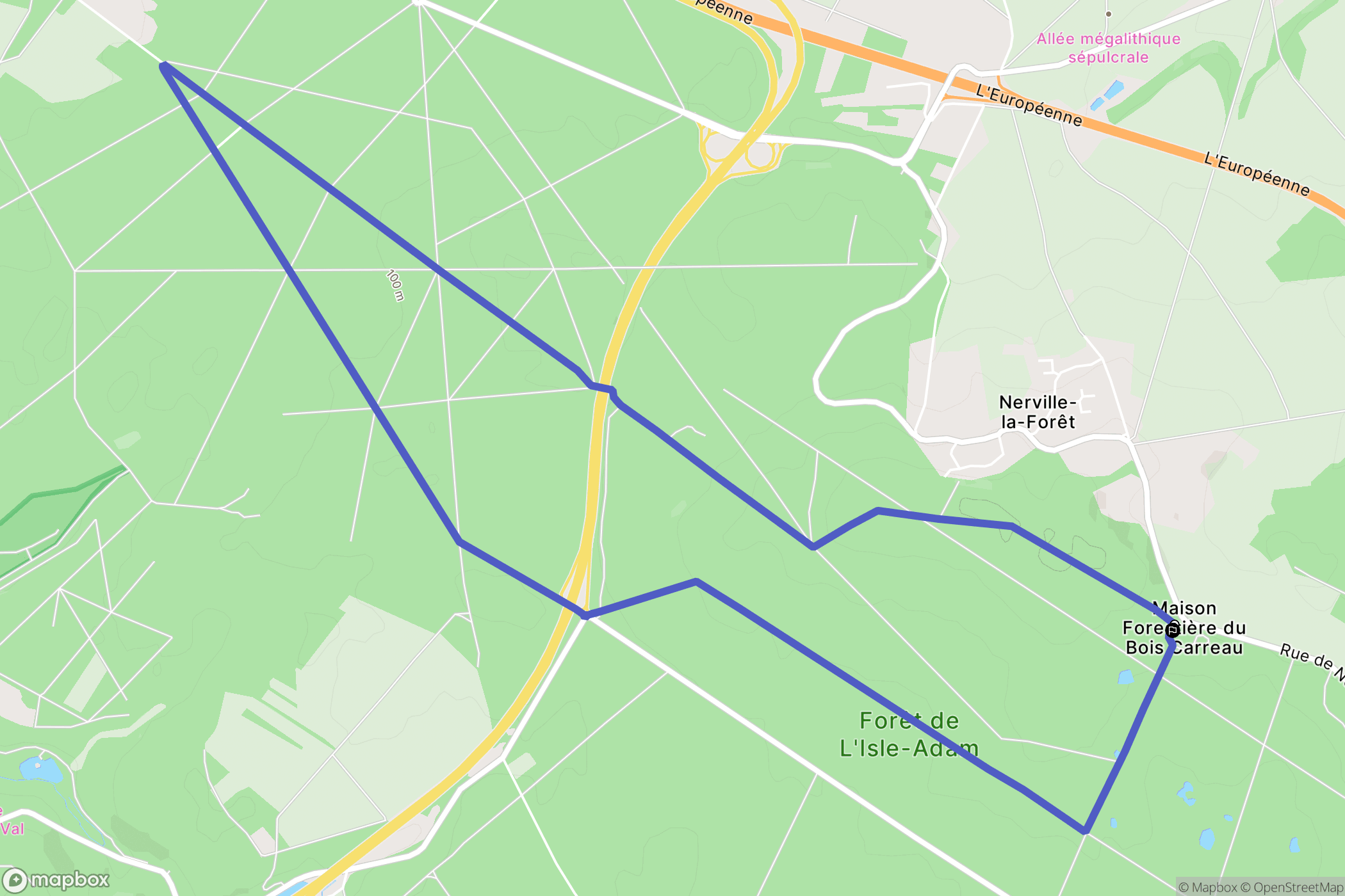 Nerville-la-Forêt : carte du parcours de randonnée - France