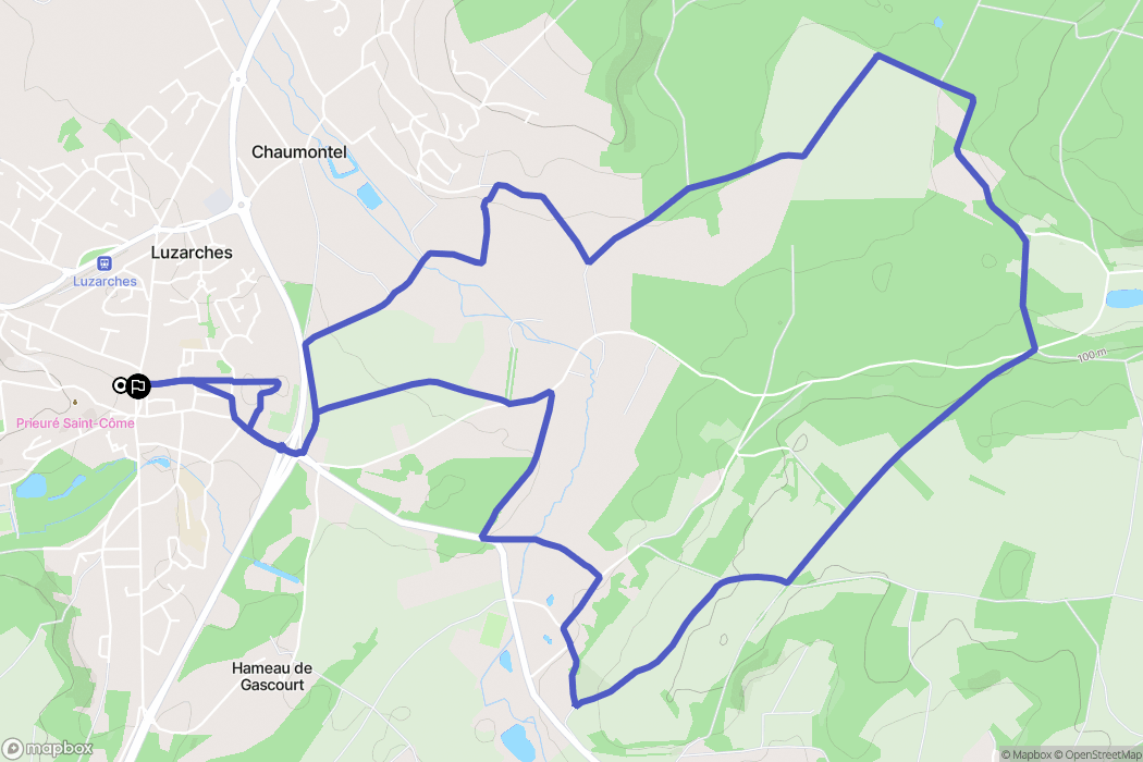 Luzarches : carte du parcours de randonnée - France